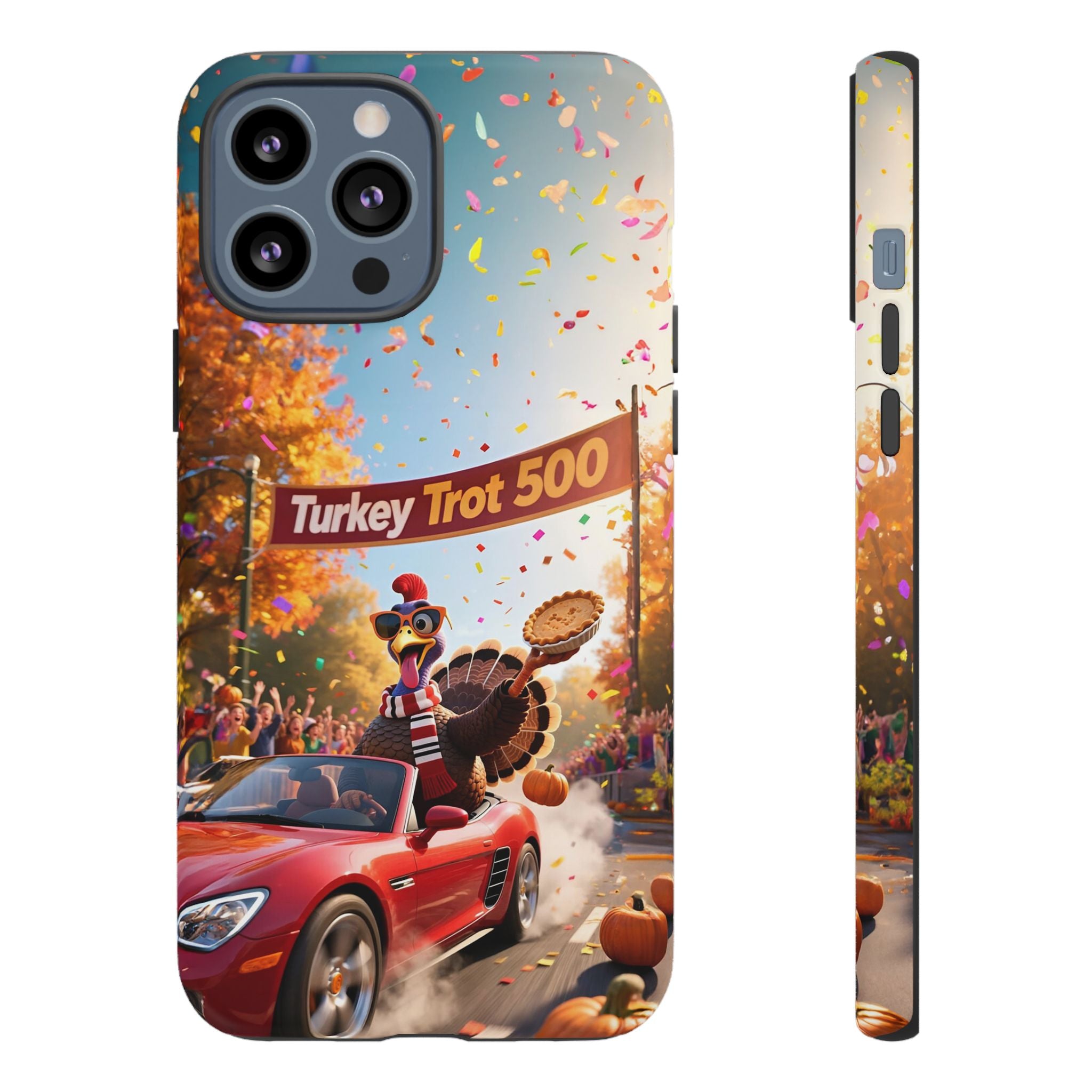Turkey Trot 500 Phone Case – Festive Thanksgiving Racing Turkey Design