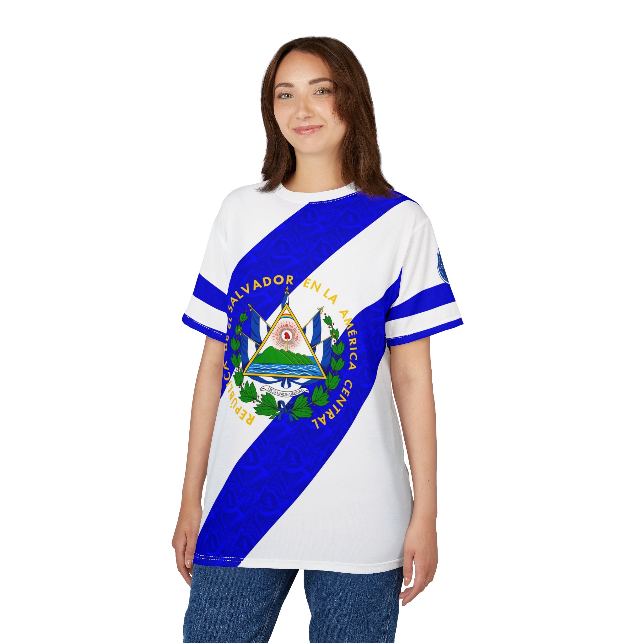El Salvador Soccer Jersey Cross Flag - Camiseta de Futbol El Salvador