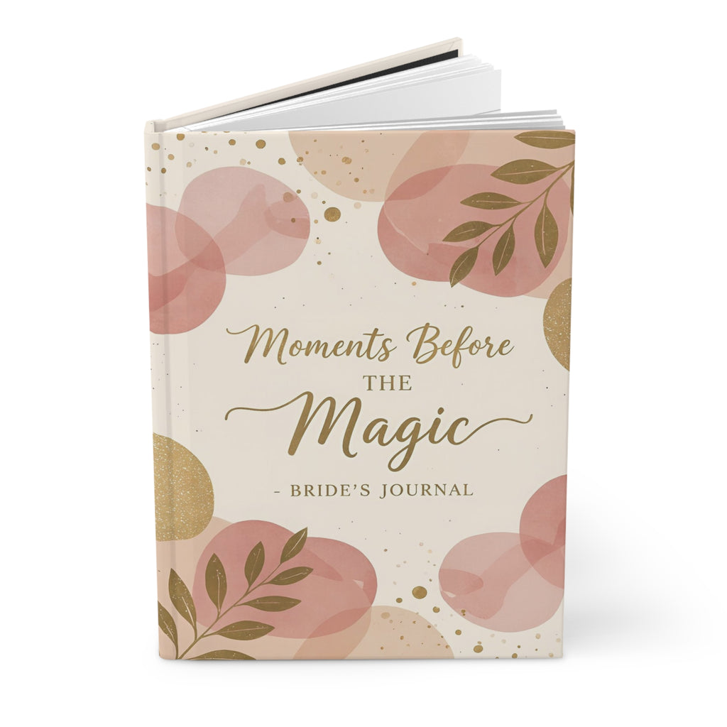 Bride's journal with floral design and text on a white background