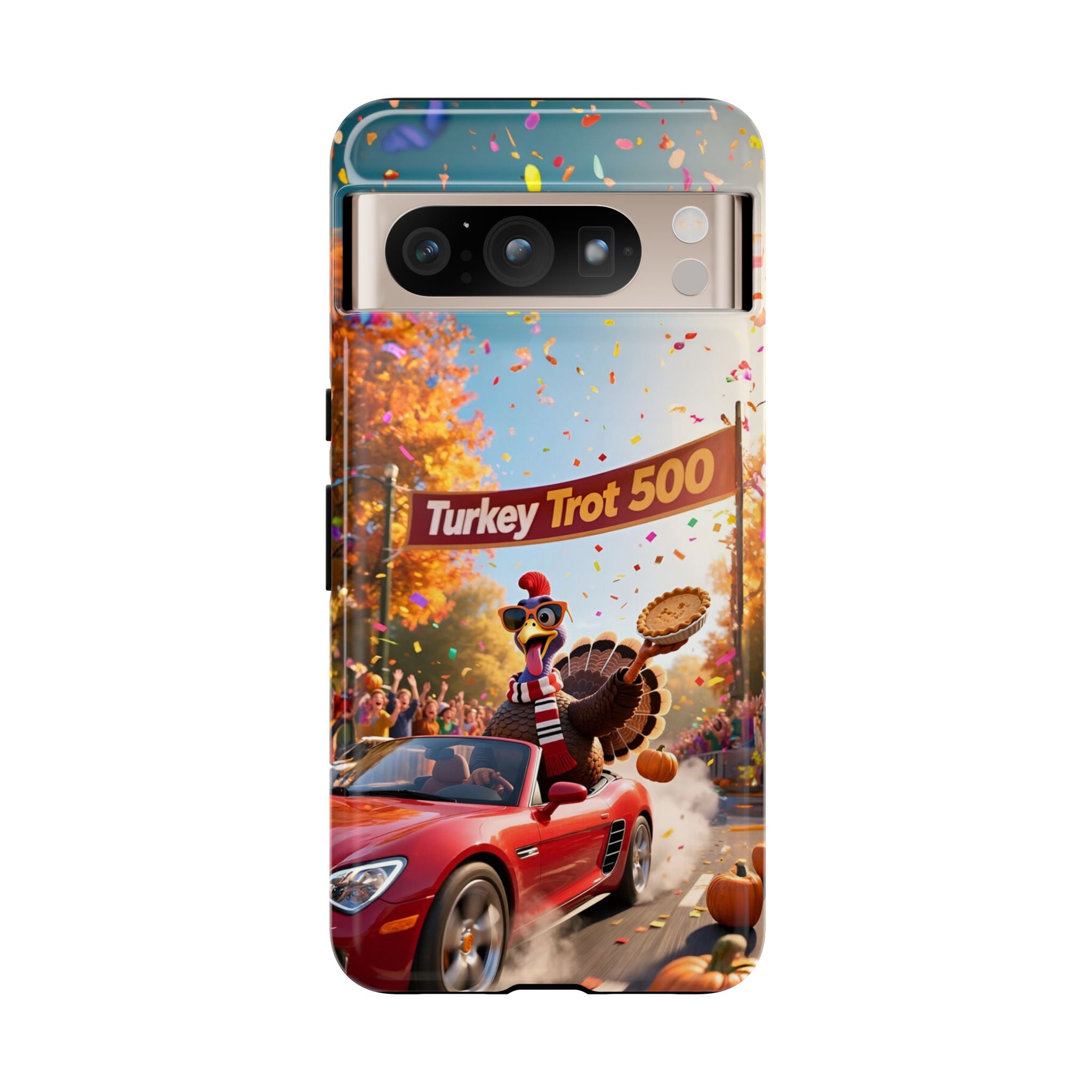 Turkey Trot 500 Phone Case – Festive Thanksgiving Racing Turkey Design