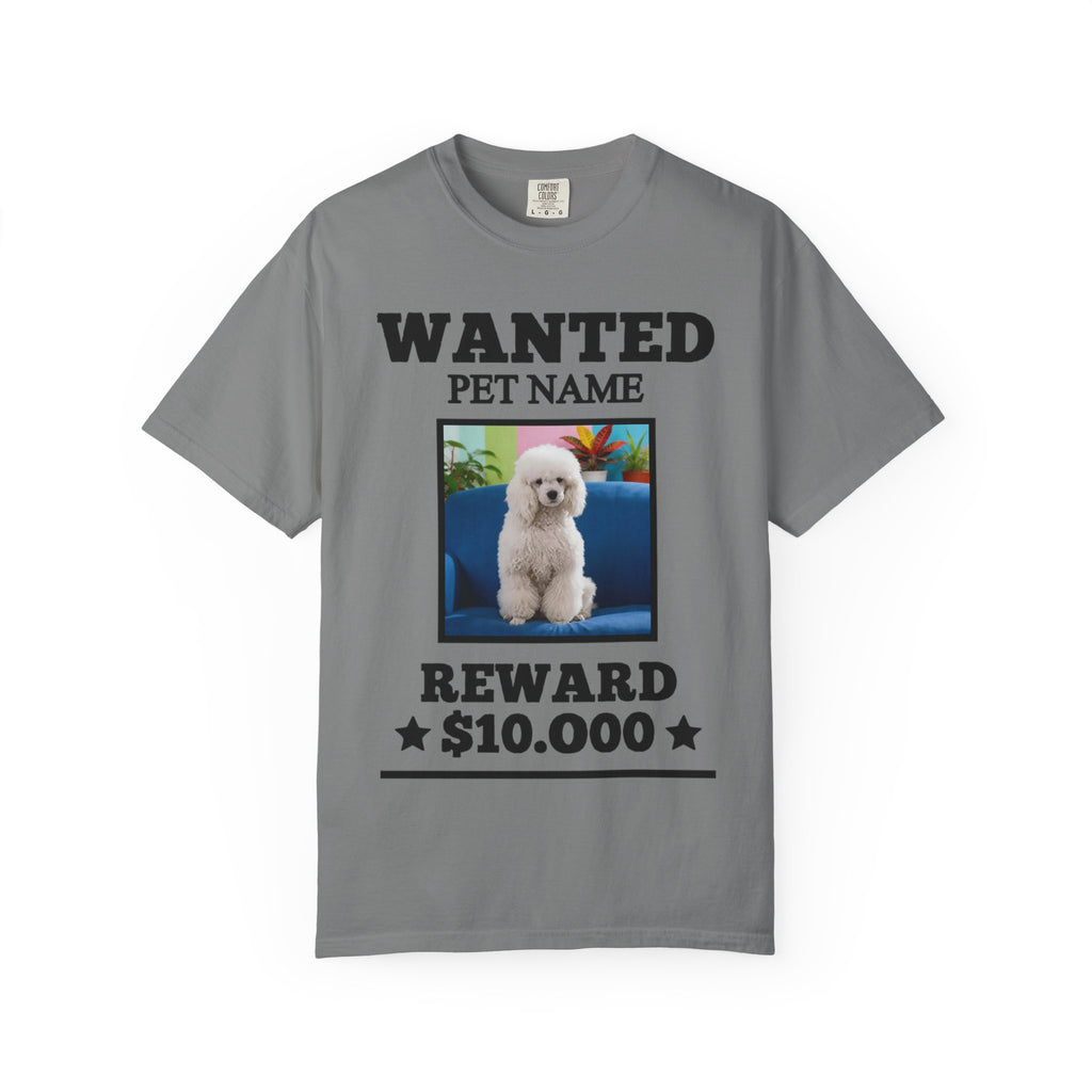 Wanted Pet Photo T-Shirt — Customizable 'WANTED' Reward Tee