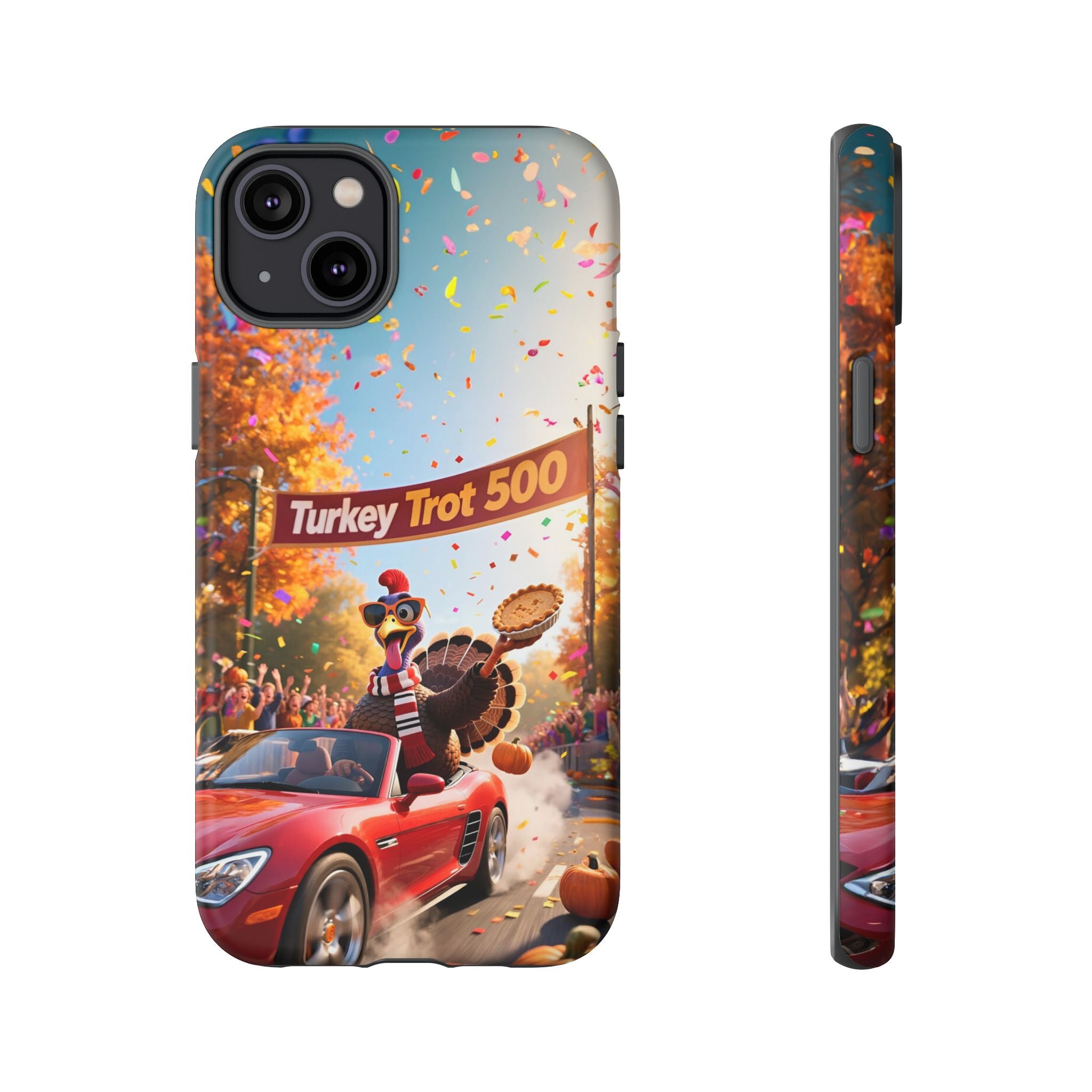 Turkey Trot 500 Phone Case – Festive Thanksgiving Racing Turkey Design