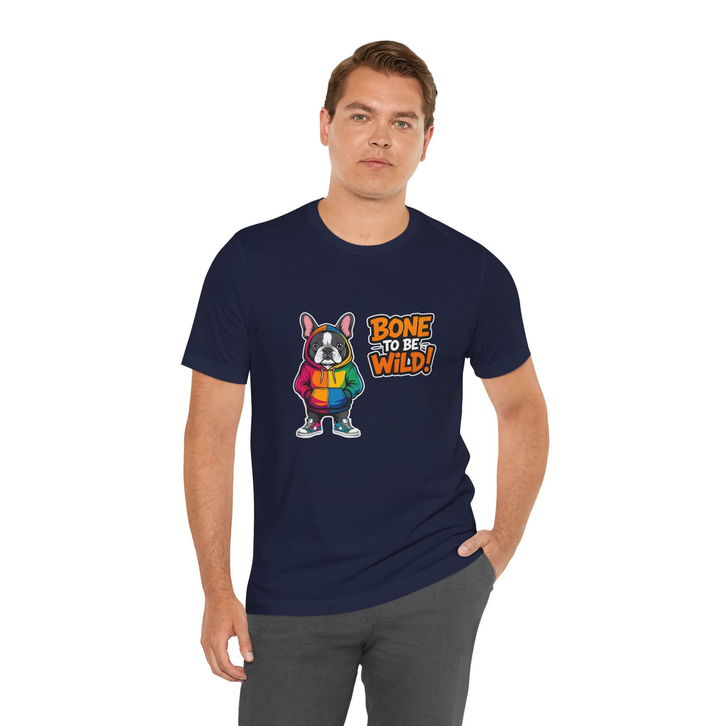 French Bulldog Colorful Dog Graphic Tee - 'Bone to Be Wild' Unisex Jersey Short Sleeve Shirt