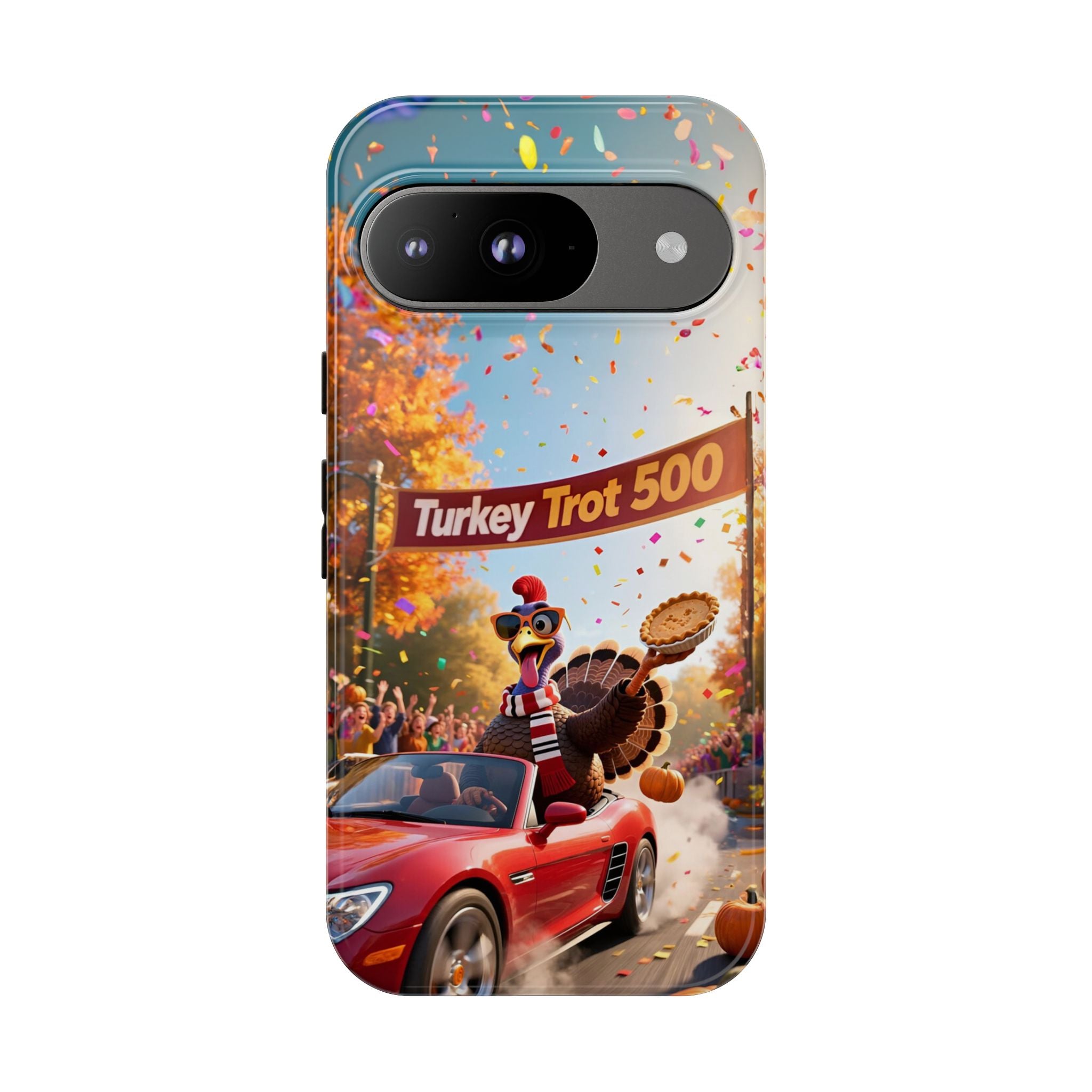 Turkey Trot 500 Phone Case – Festive Thanksgiving Racing Turkey Design