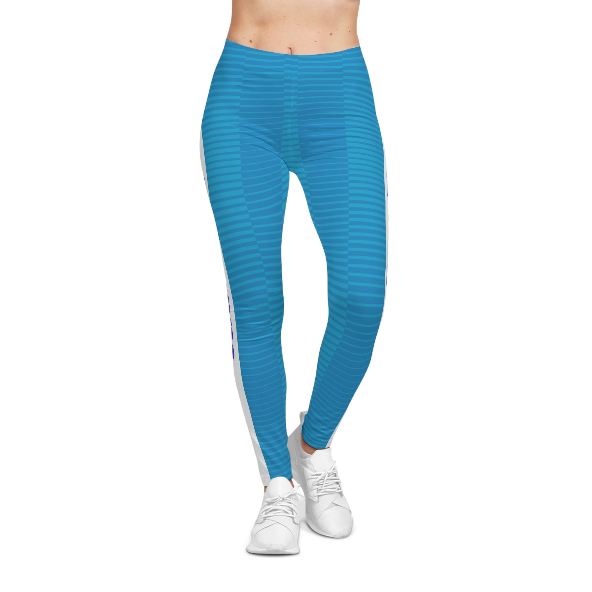 Guatemala Blue Striped Leggings — Women's Casual Leggings