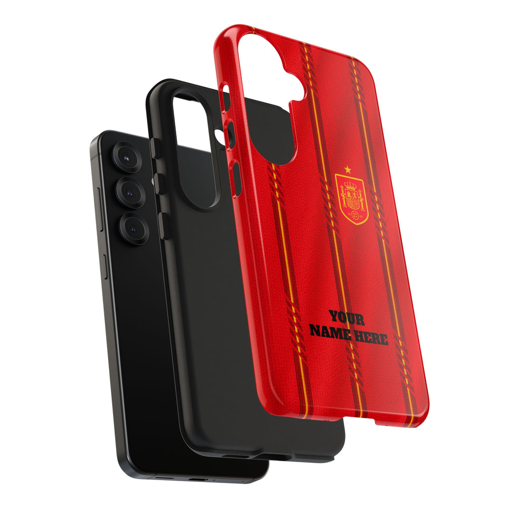 Spain Soccer Tough Phone Case — Customizable "Your Name Here" Red Team Protector