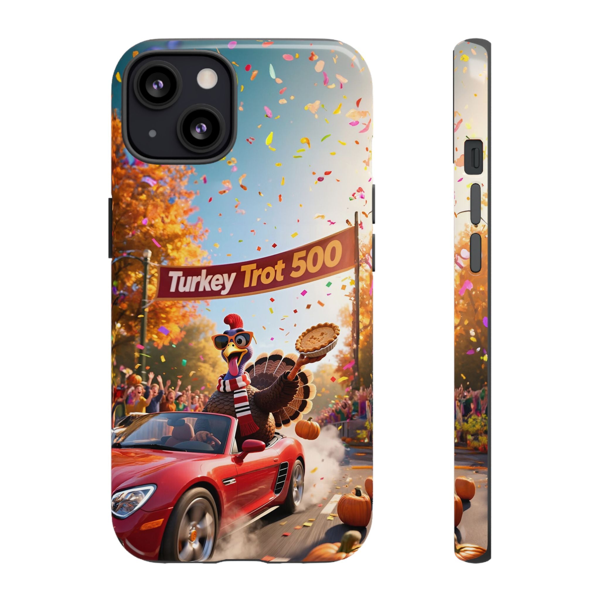 Turkey Trot 500 Phone Case – Festive Thanksgiving Racing Turkey Design