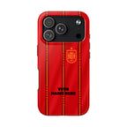 Spain Soccer Tough Phone Case — Customizable "Your Name Here" Red Team Protector