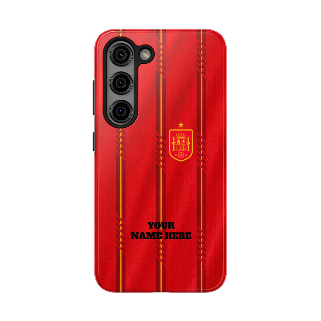 Spain Soccer Tough Phone Case — Customizable "Your Name Here" Red Team Protector