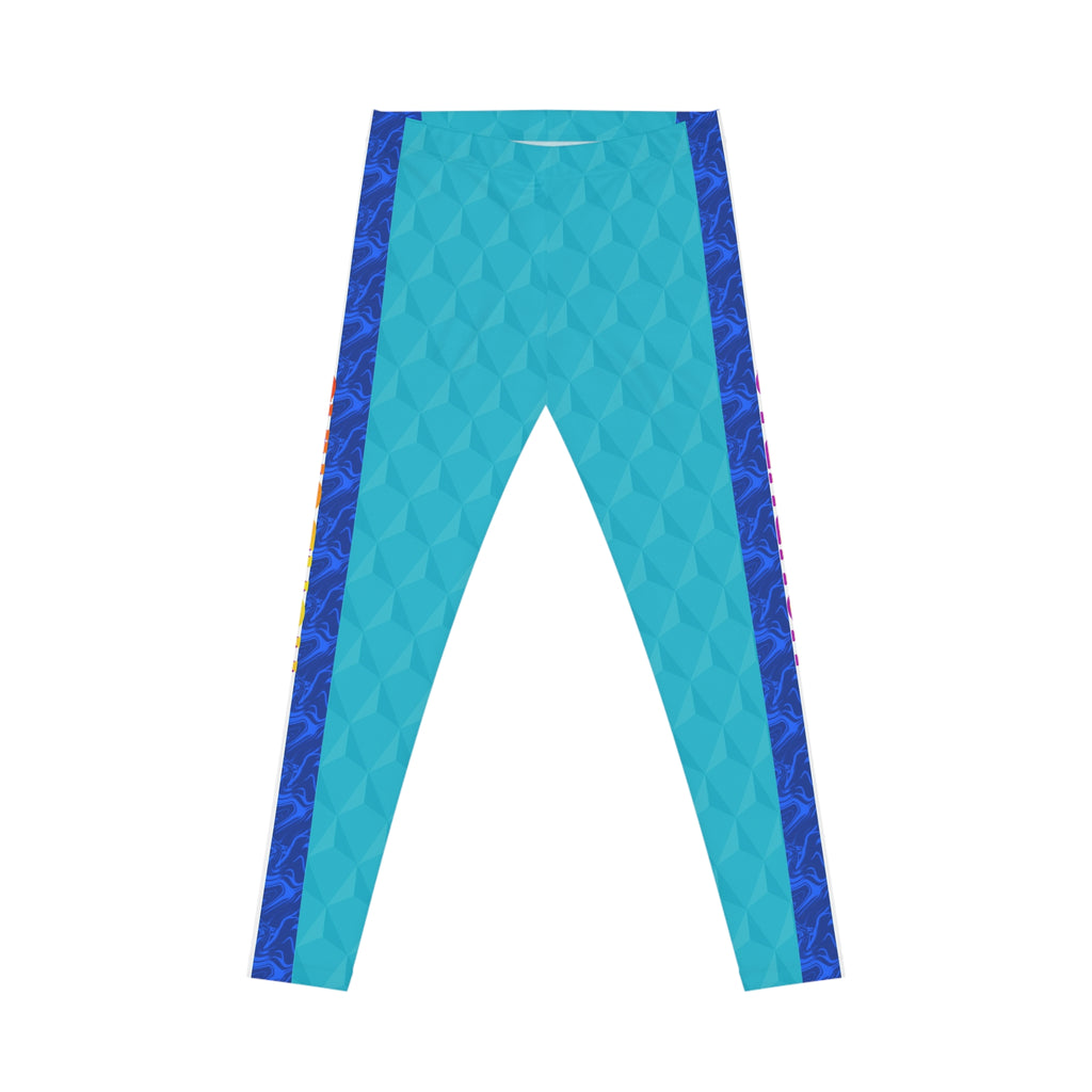 Honduras Blue Geo Pattern Leggings — Women's Casual Leggings