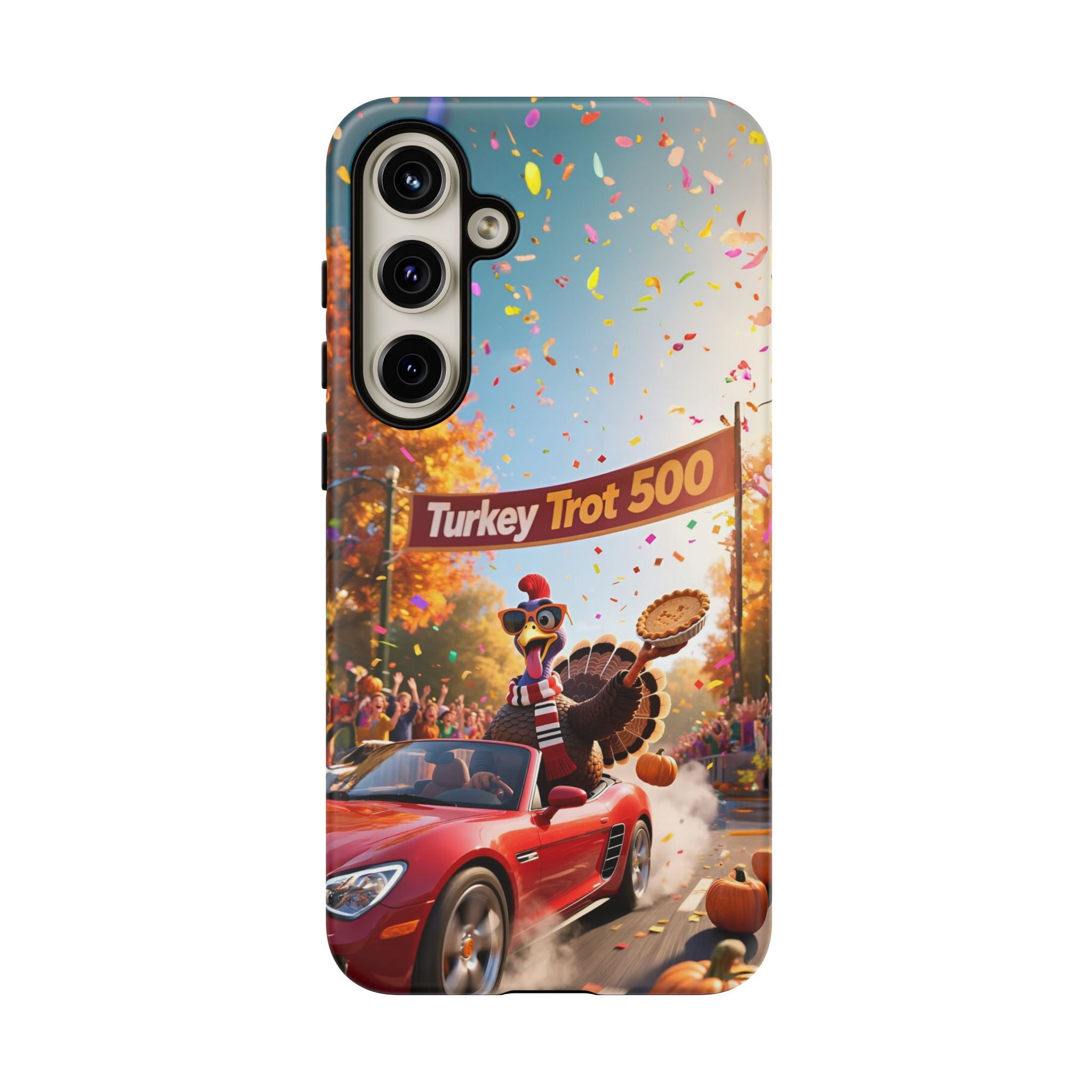 Turkey Trot 500 Phone Case – Festive Thanksgiving Racing Turkey Design