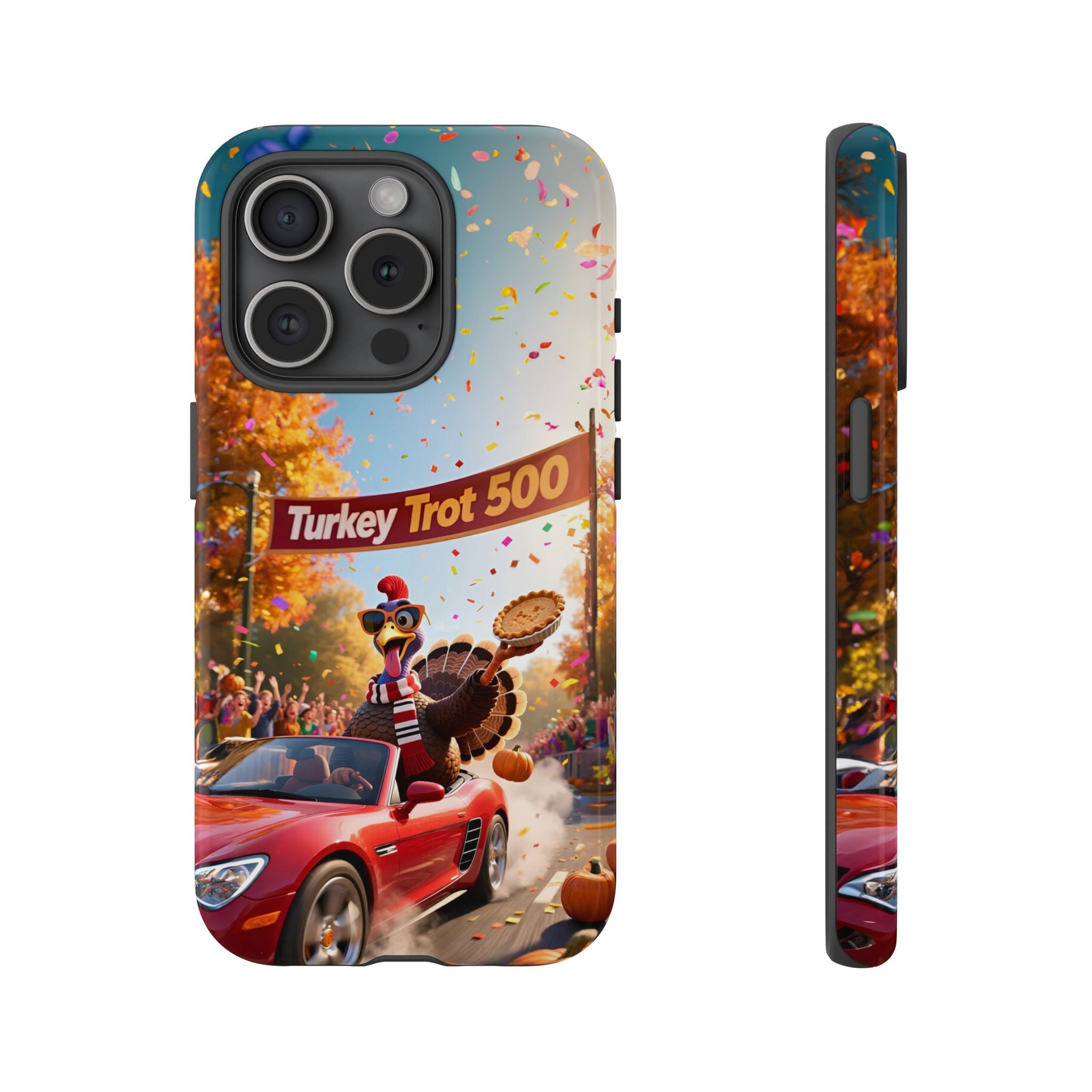 Turkey Trot 500 Phone Case – Festive Thanksgiving Racing Turkey Design