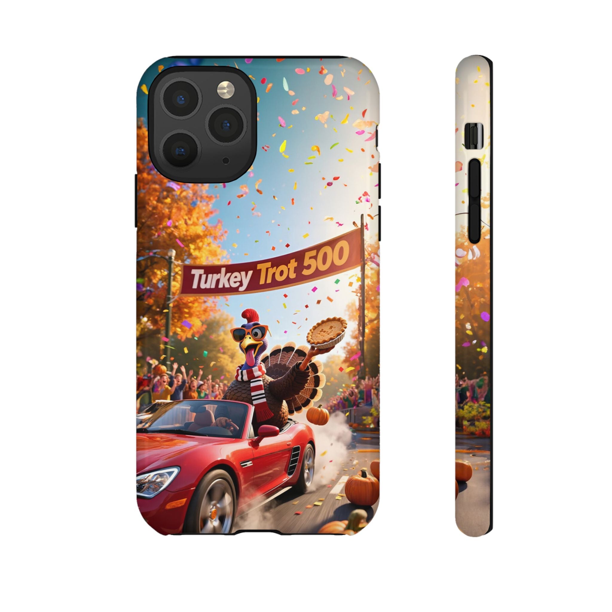 Turkey Trot 500 Phone Case – Festive Thanksgiving Racing Turkey Design