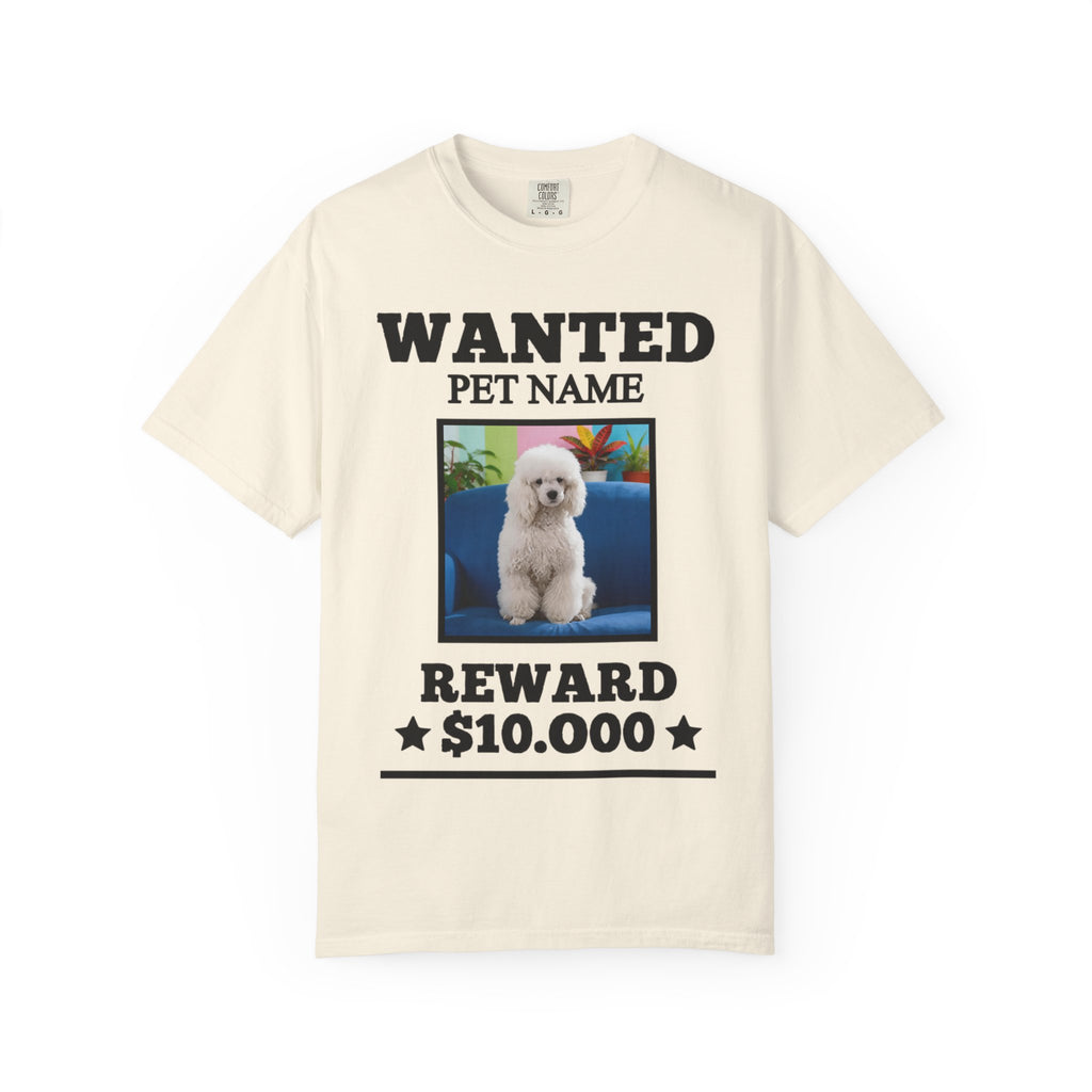 Wanted Pet Photo T-Shirt — Customizable 'WANTED' Reward Tee