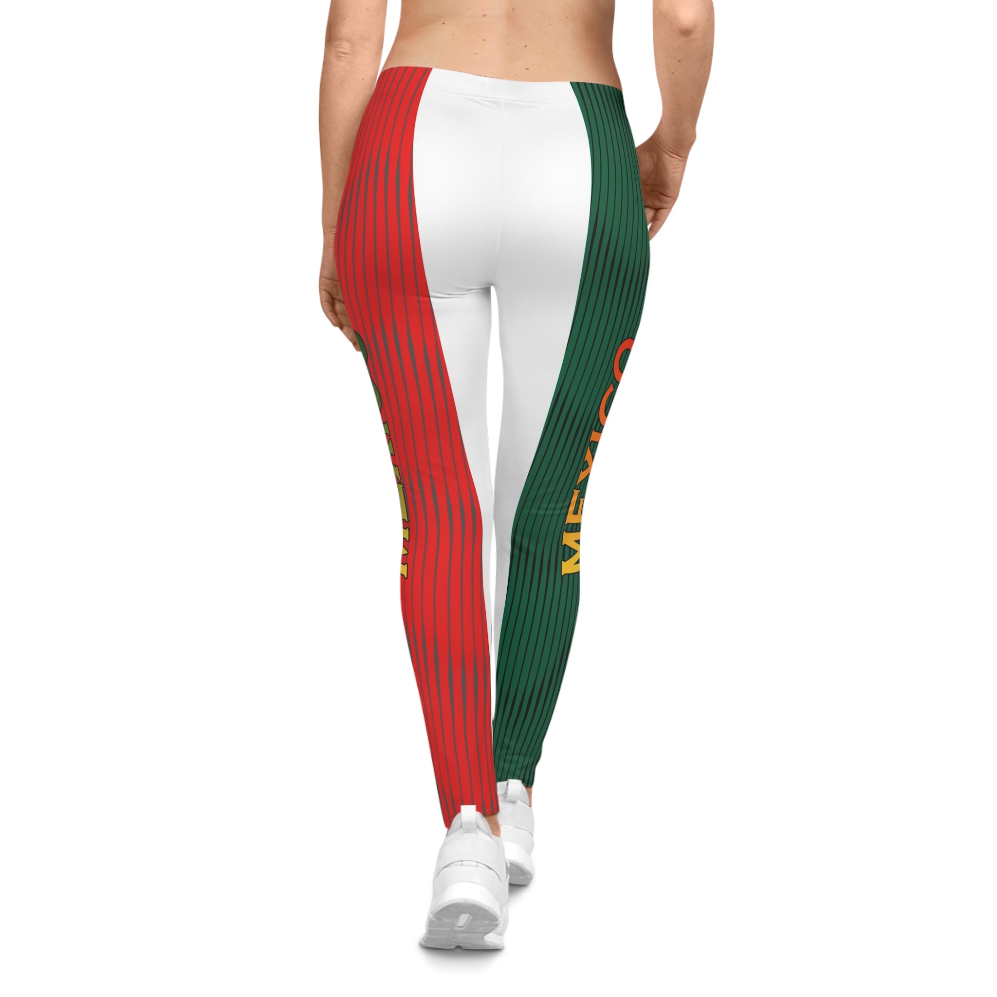 Mexico Flag Stripe Women's Leggings — 'MEXICO' Side Panel Activewear