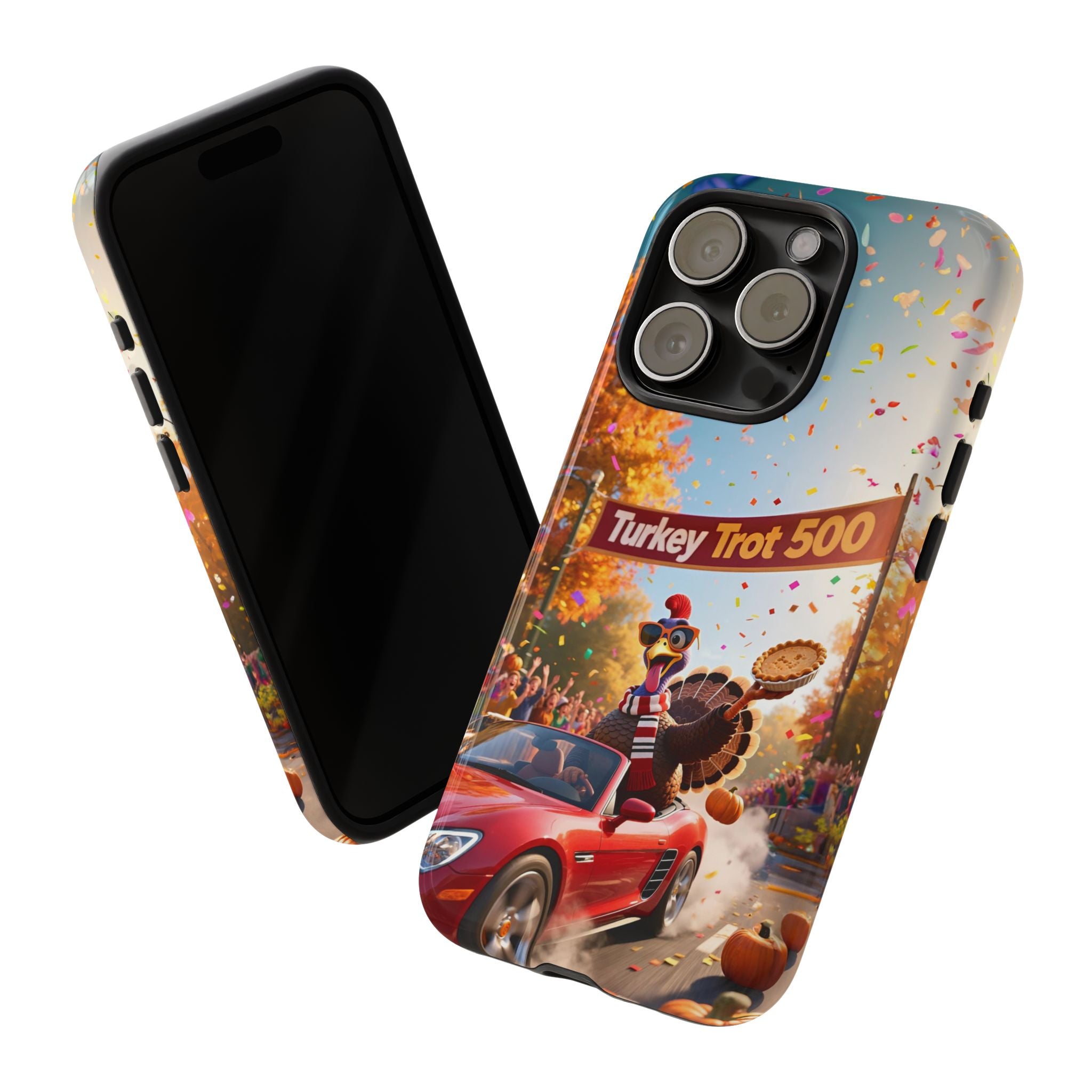 Turkey Trot 500 Phone Case – Festive Thanksgiving Racing Turkey Design