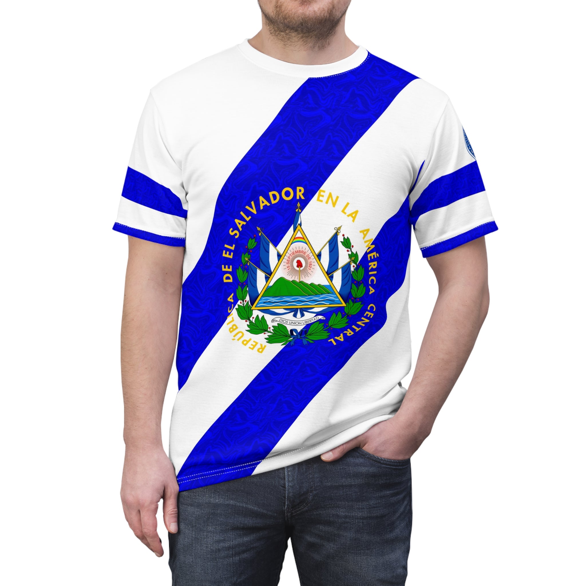 El Salvador Soccer Jersey Cross Flag - Camiseta de Futbol El Salvador
