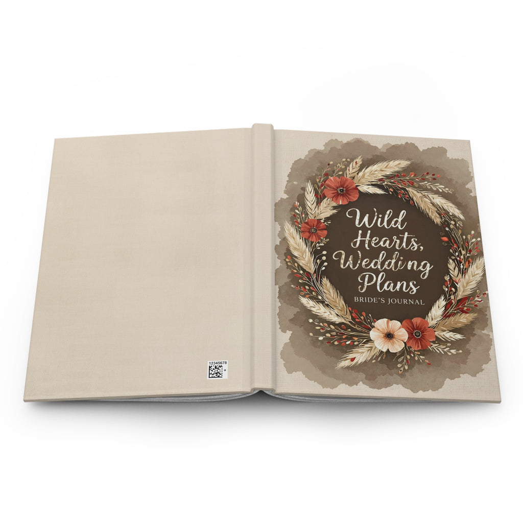 Bride's Hardcover Journal — "Wild Hearts, Wedding Plans" Floral Wreath Wedding Planner