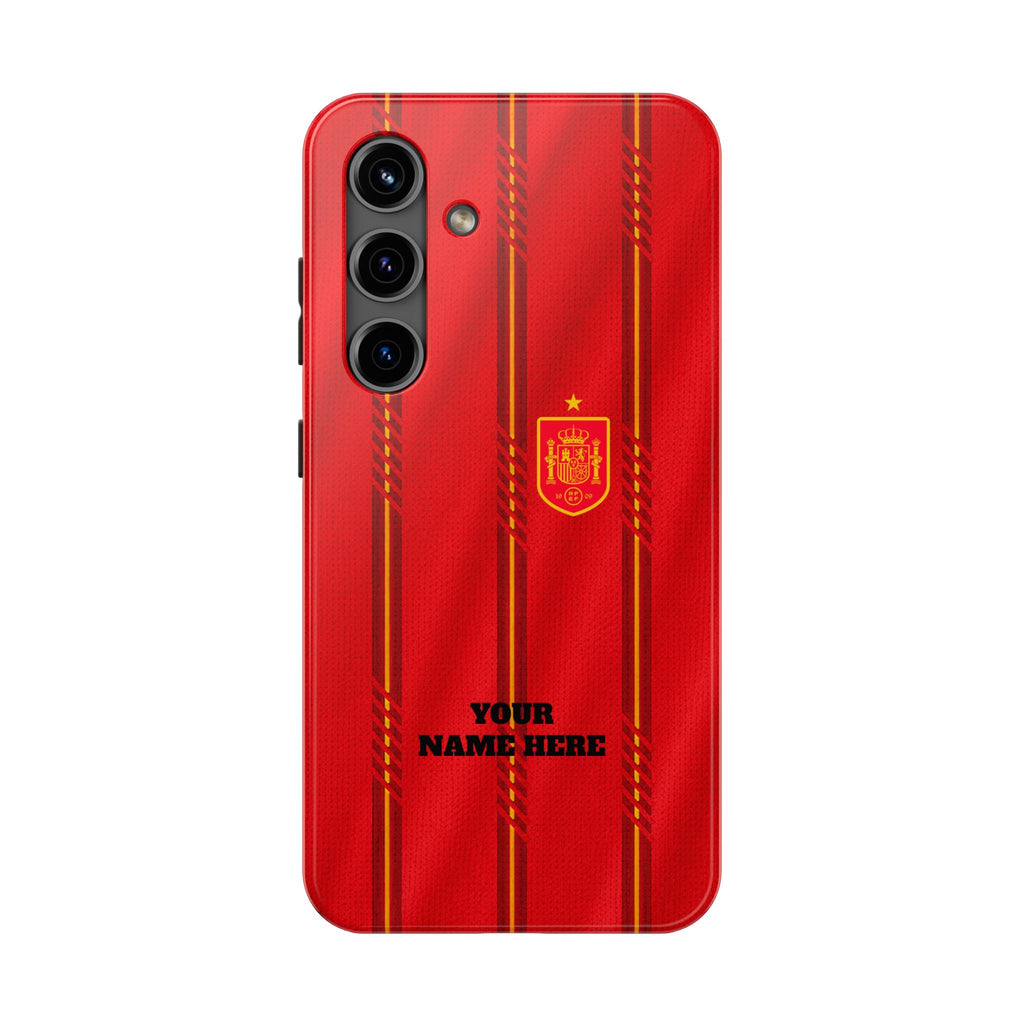 Spain Soccer Tough Phone Case — Customizable "Your Name Here" Red Team Protector