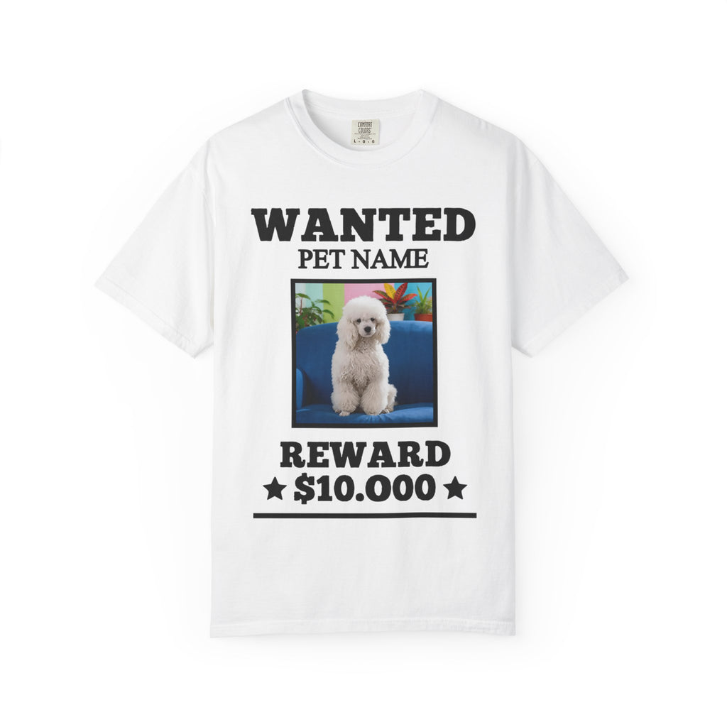 Wanted Pet Photo T-Shirt — Customizable 'WANTED' Reward Tee