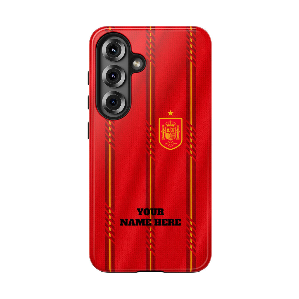 Spain Soccer Tough Phone Case — Customizable "Your Name Here" Red Team Protector