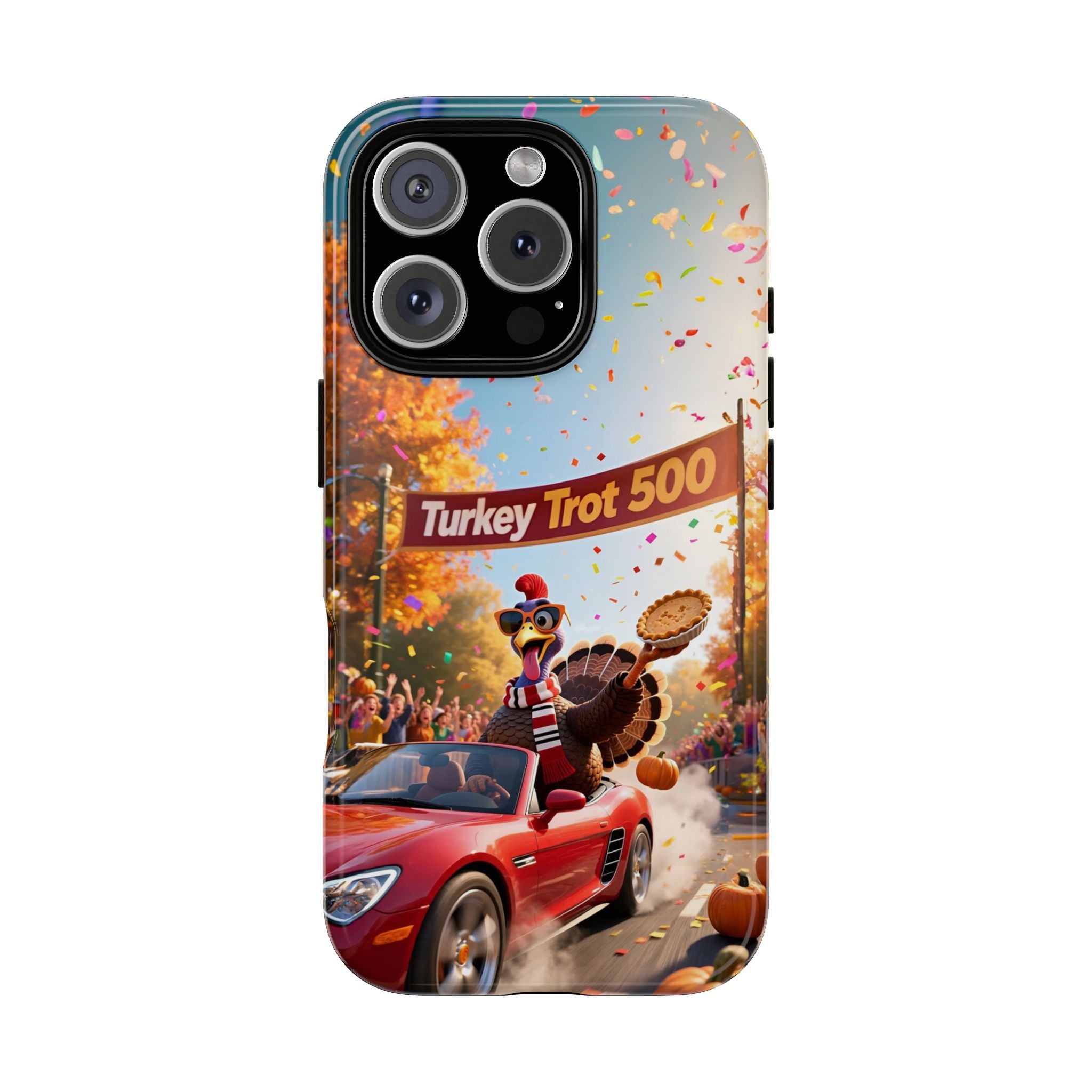 Turkey Trot 500 Phone Case – Festive Thanksgiving Racing Turkey Design