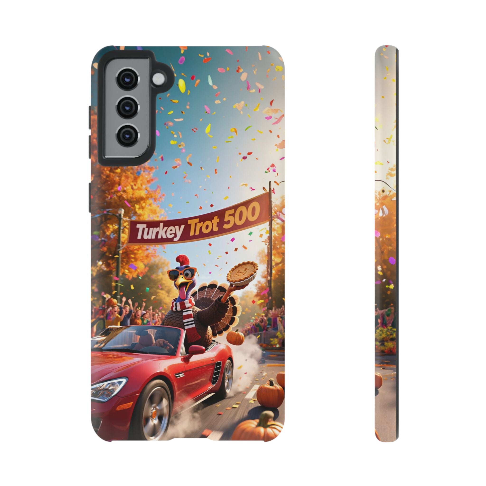 Turkey Trot 500 Phone Case – Festive Thanksgiving Racing Turkey Design