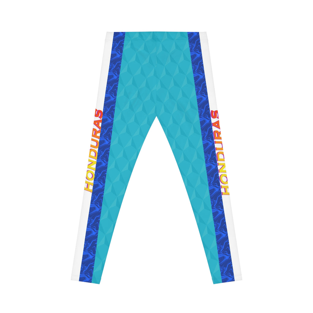 Honduras Blue Geo Pattern Leggings — Women's Casual Leggings