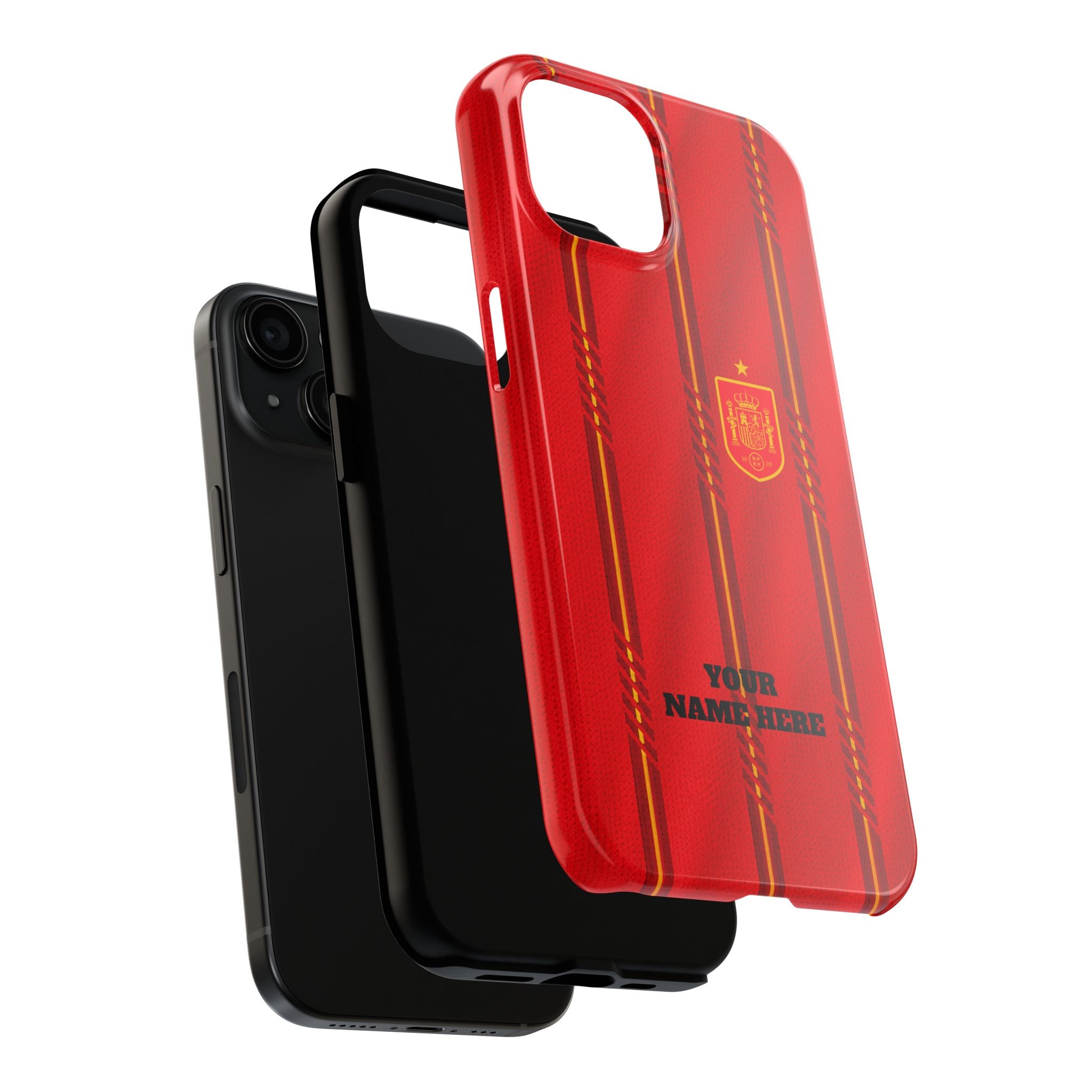 Spain Soccer Tough Phone Case — Customizable "Your Name Here" Red Team Protector