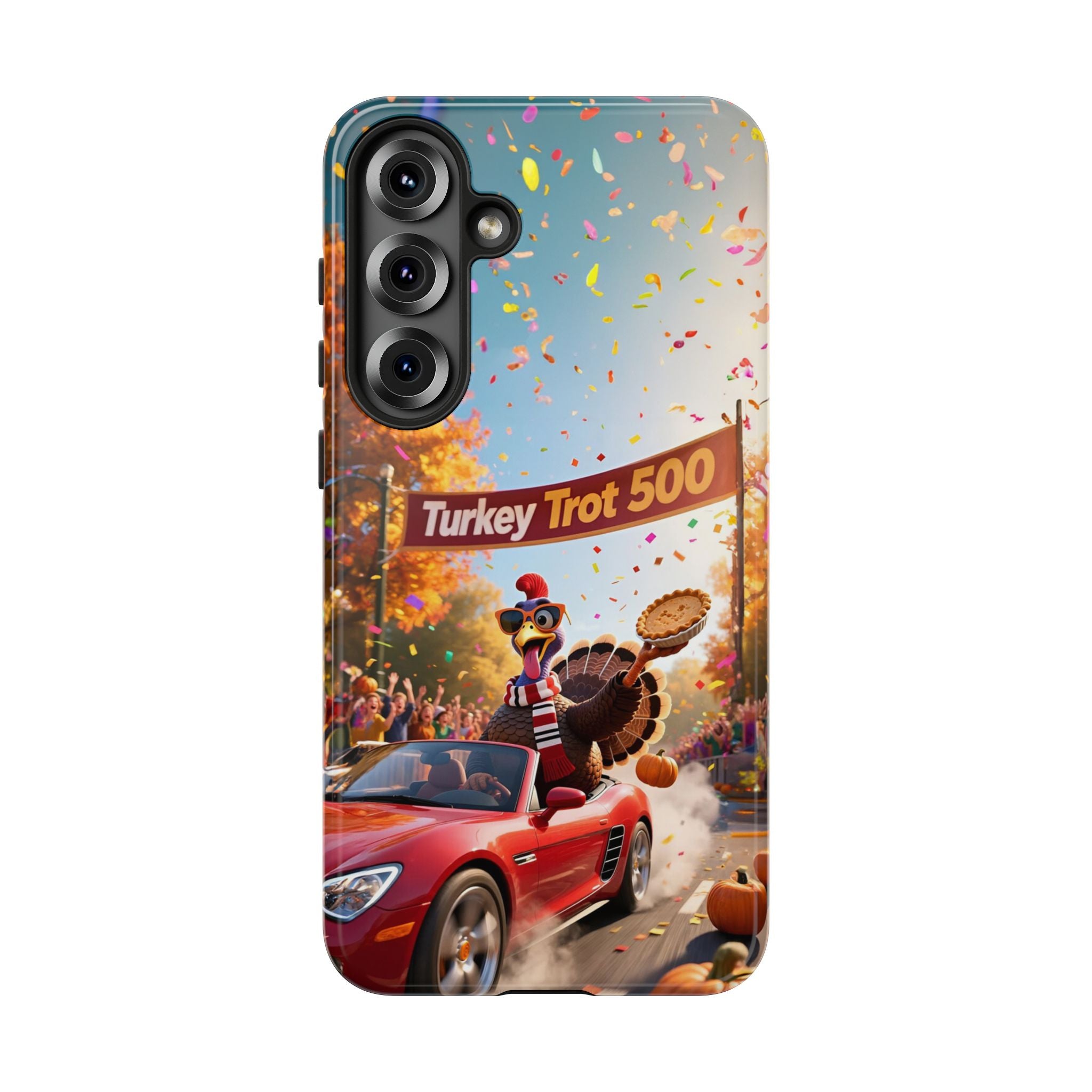 Turkey Trot 500 Phone Case – Festive Thanksgiving Racing Turkey Design