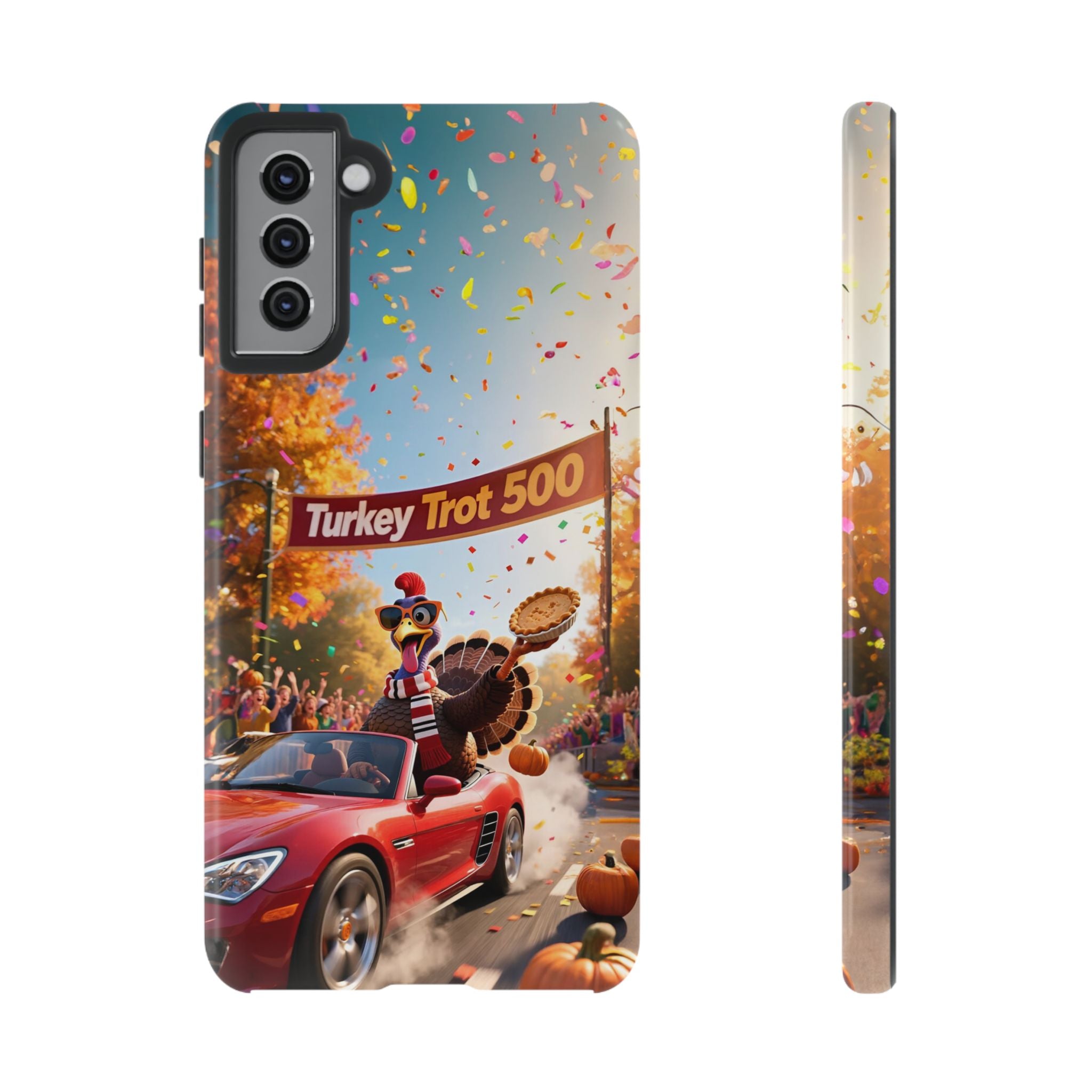 Turkey Trot 500 Phone Case – Festive Thanksgiving Racing Turkey Design
