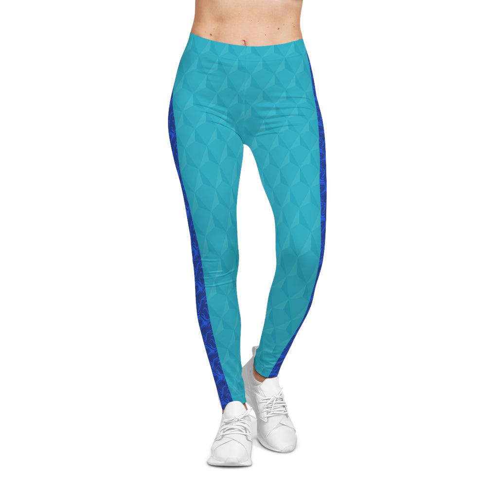 Honduras Blue Geo Pattern Leggings — Women's Casual Leggings
