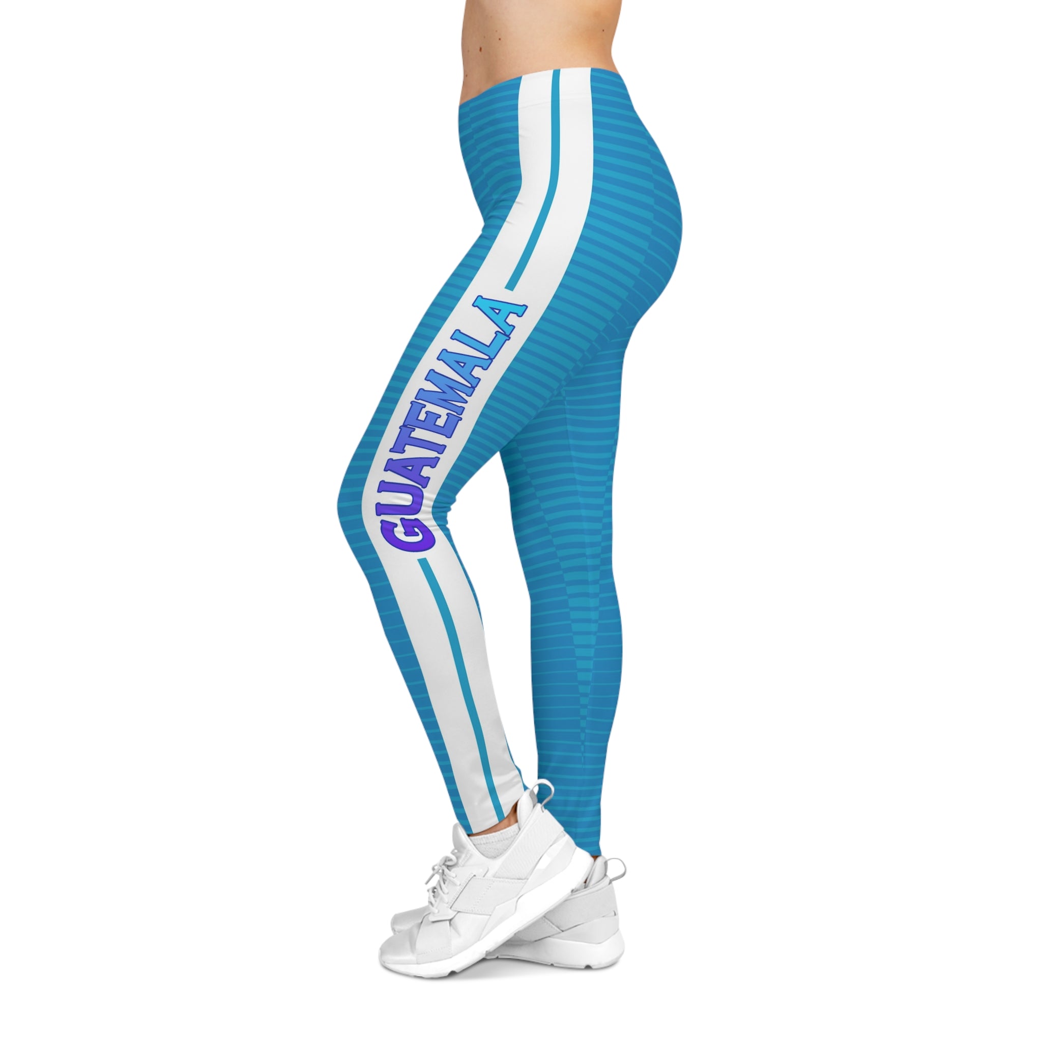 Guatemala Blue Striped Leggings — Women's Casual Leggings