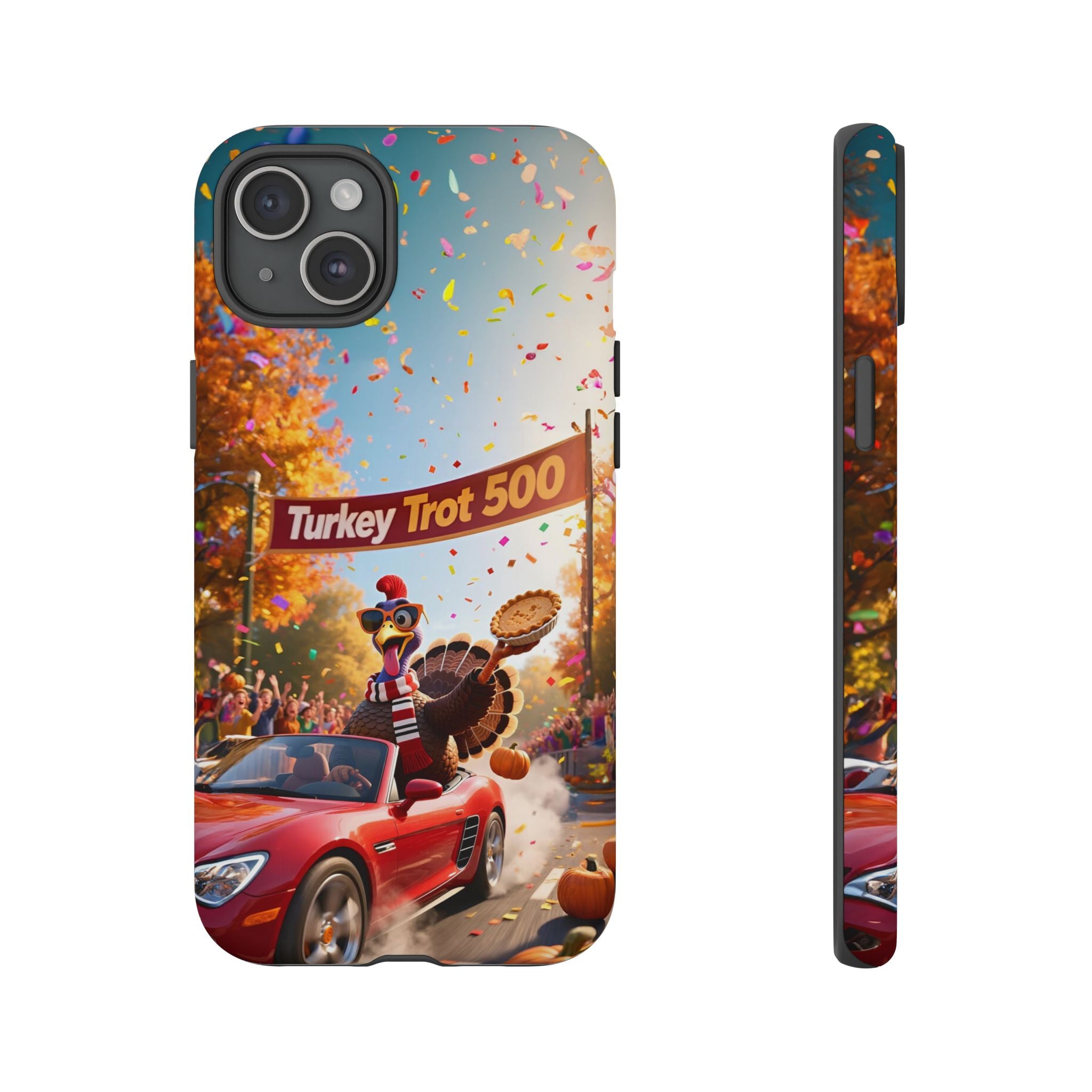 Turkey Trot 500 Phone Case – Festive Thanksgiving Racing Turkey Design