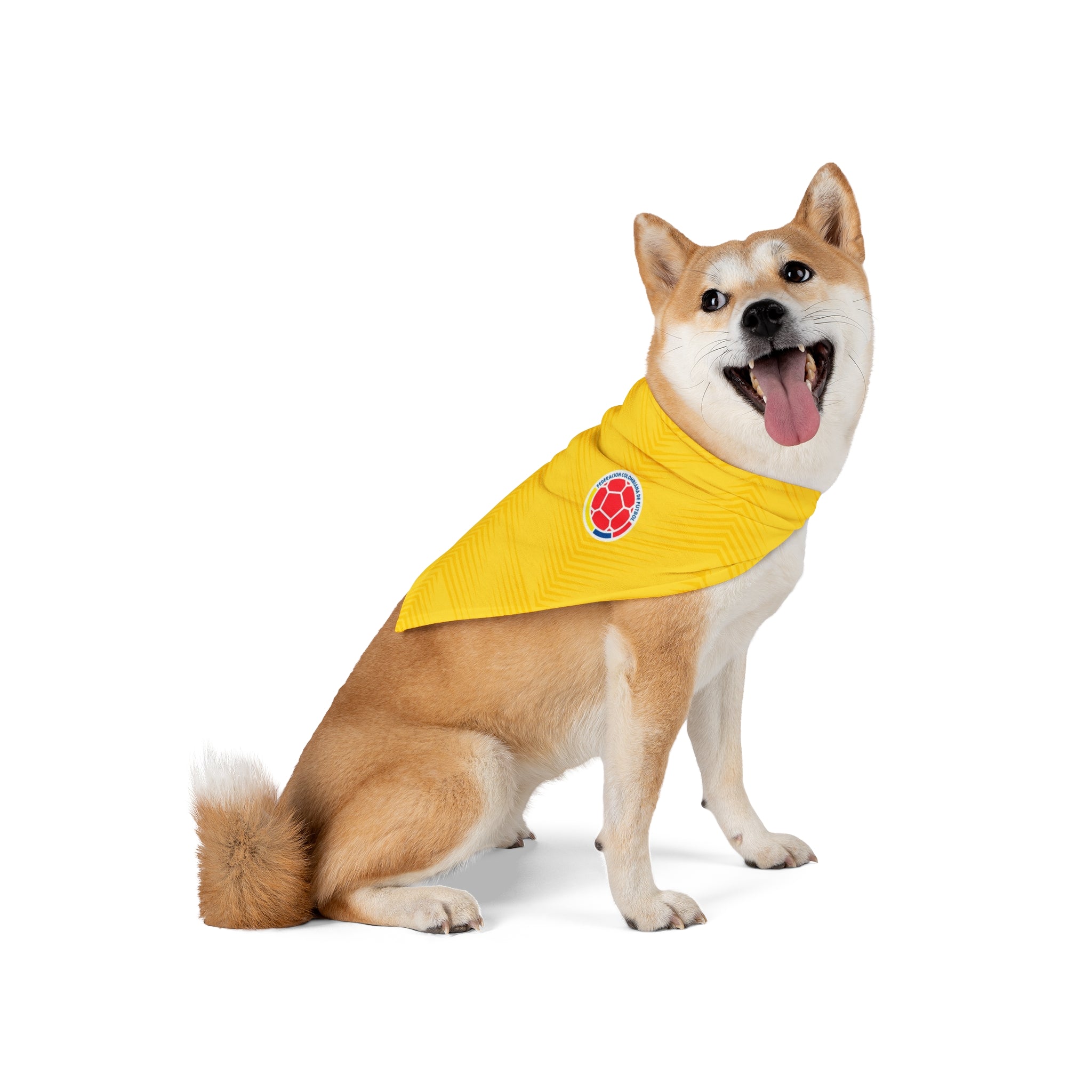 Colombia Soccer Pet Bandana — Yellow Dog/Cat Scarf with Football Emblem