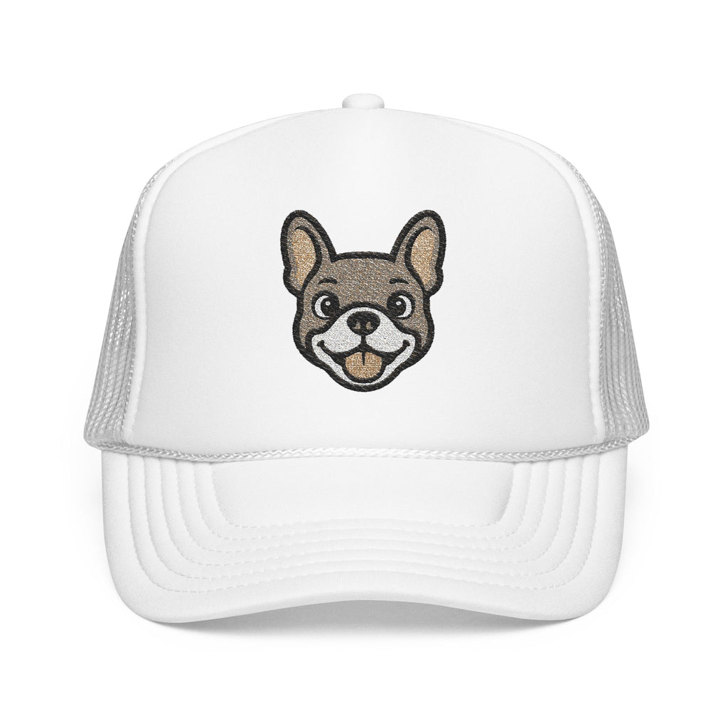 Embroidered French Bulldog Dog Face Foam Trucker Hat