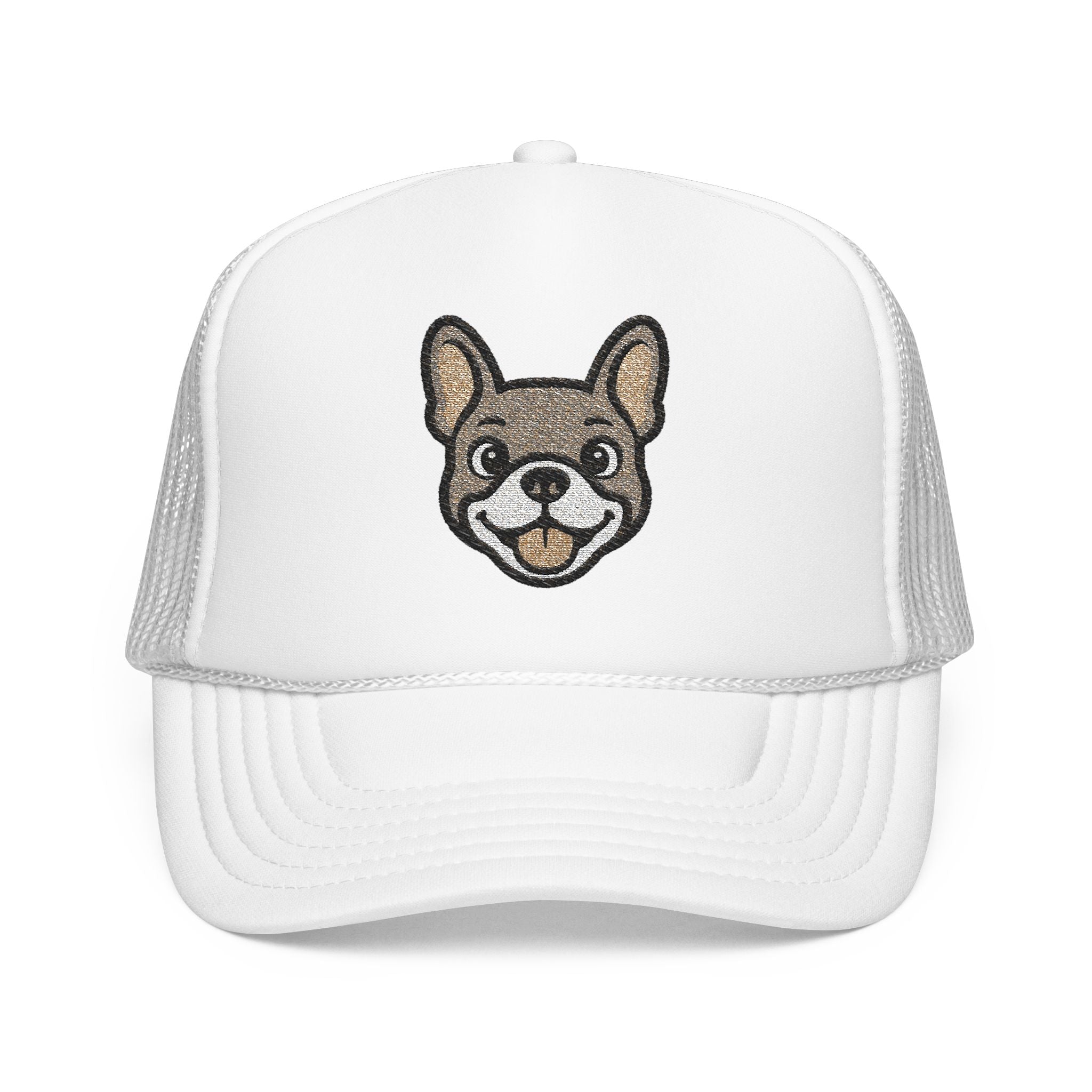 Embroidered French Bulldog Dog Face Foam Trucker Hat