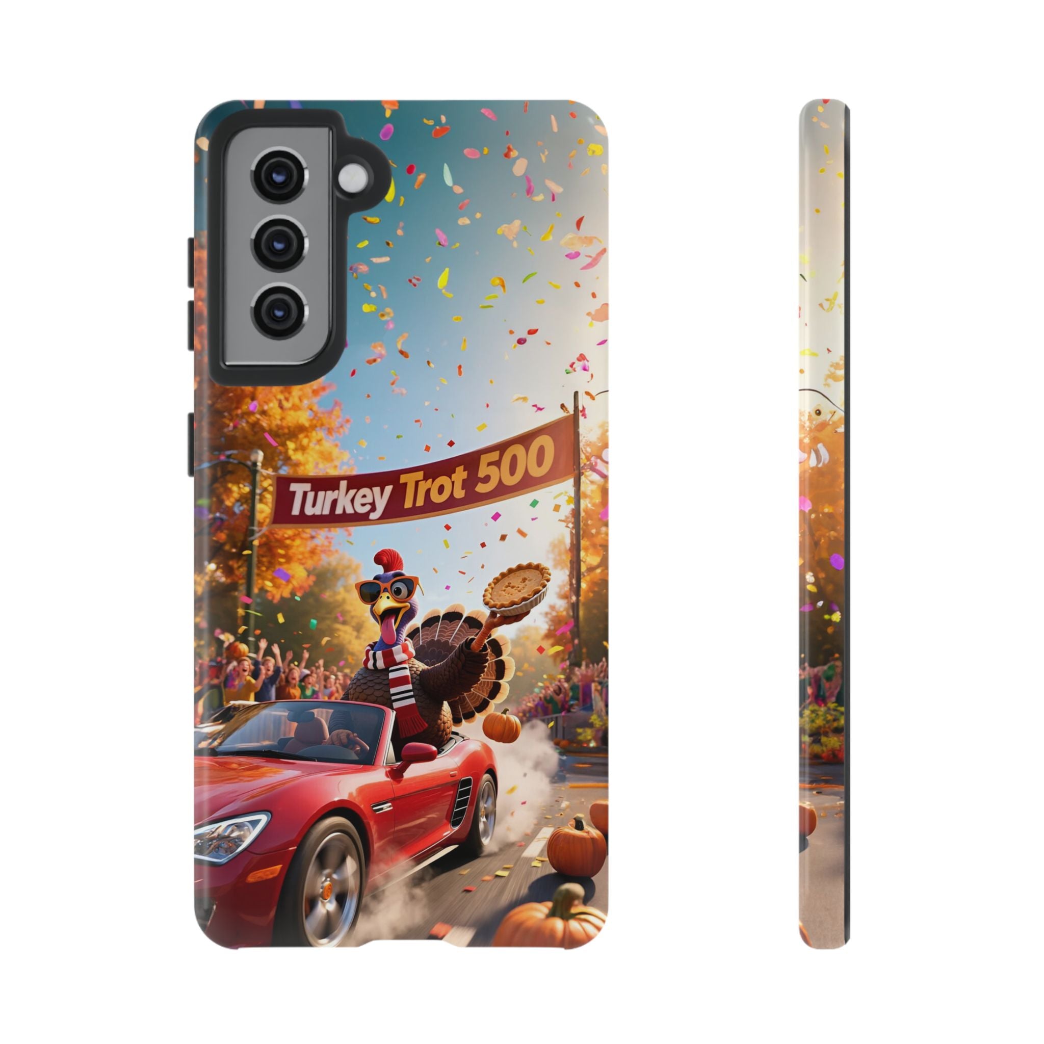 Turkey Trot 500 Phone Case – Festive Thanksgiving Racing Turkey Design