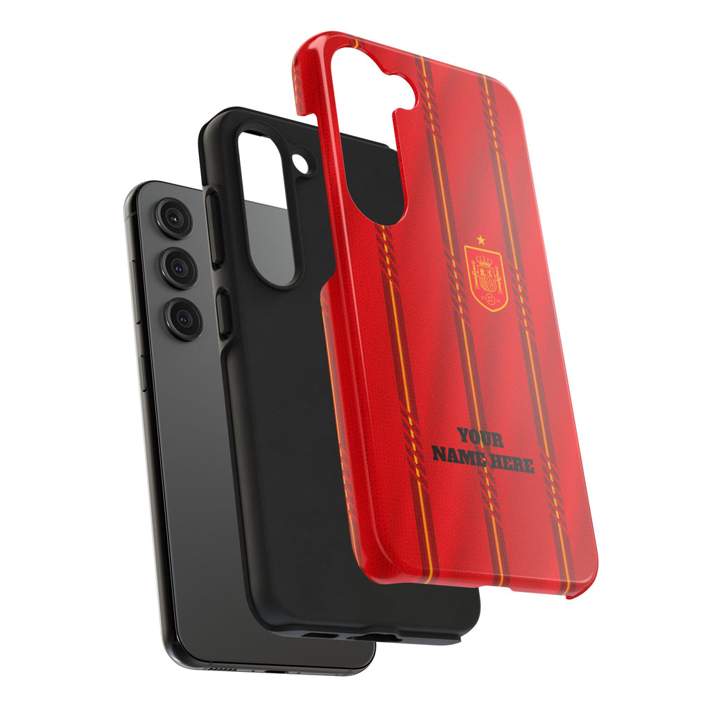 Spain Soccer Tough Phone Case — Customizable "Your Name Here" Red Team Protector