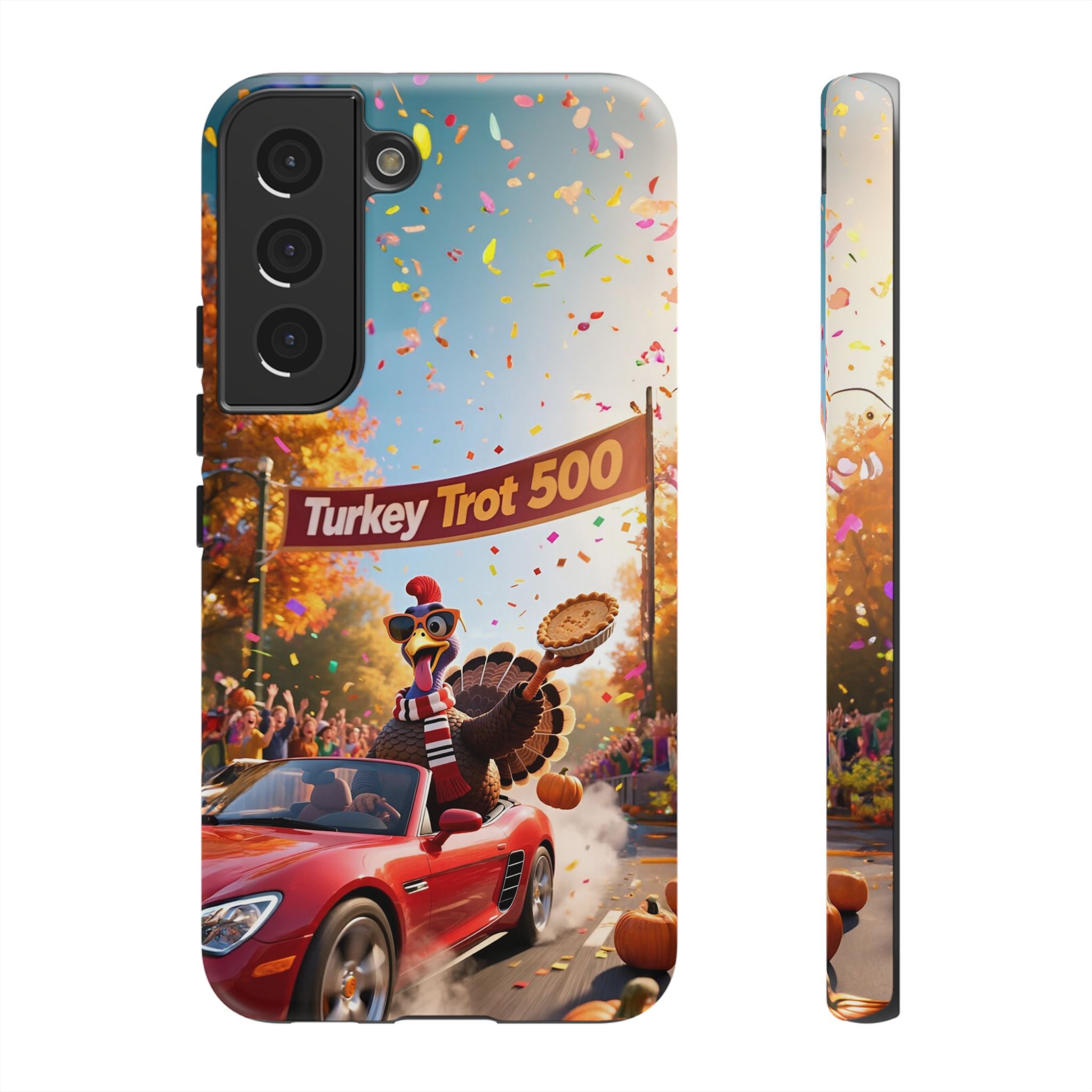 Turkey Trot 500 Phone Case – Festive Thanksgiving Racing Turkey Design
