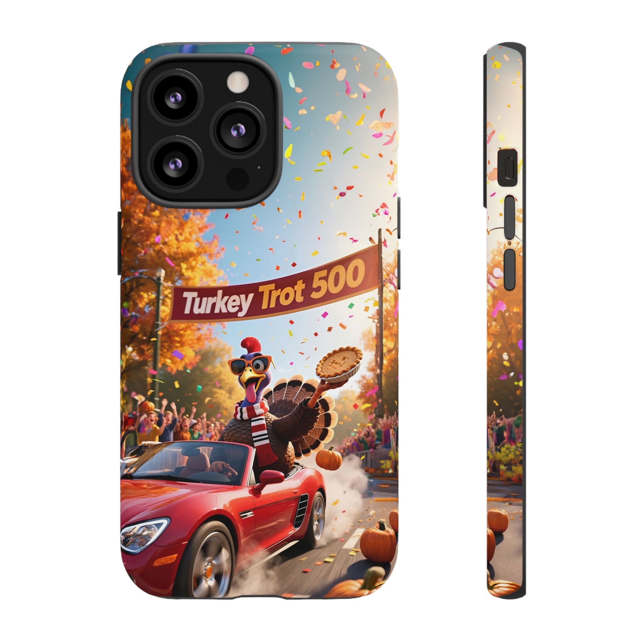Turkey Trot 500 Phone Case – Festive Thanksgiving Racing Turkey Design