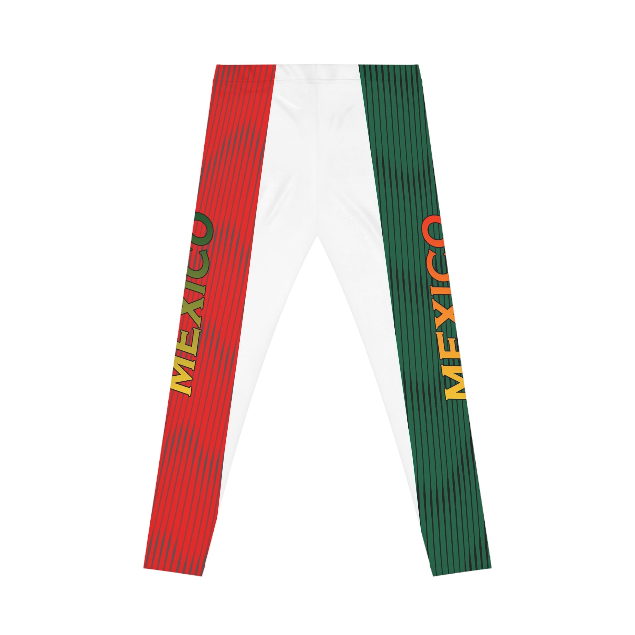 Mexico Flag Stripe Women's Leggings — 'MEXICO' Side Panel Activewear