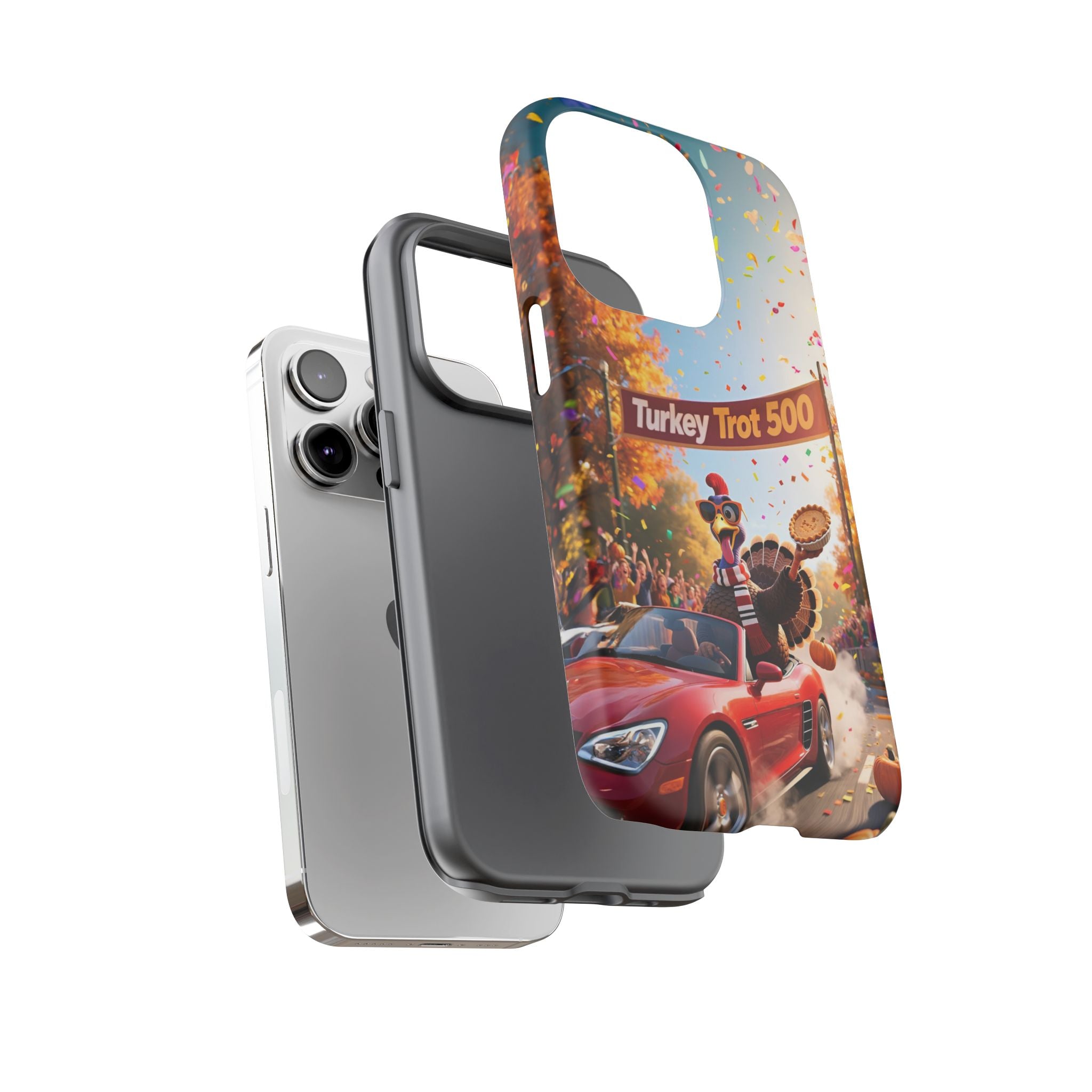 Turkey Trot 500 Phone Case – Festive Thanksgiving Racing Turkey Design