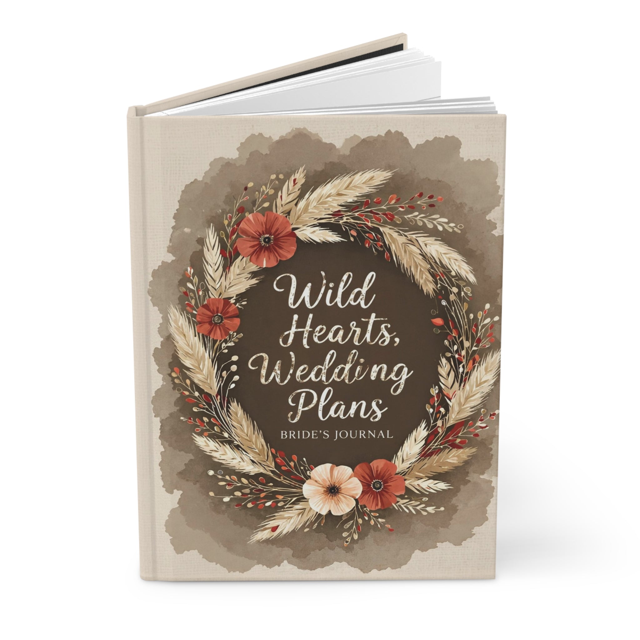 Bride's Hardcover Journal — "Wild Hearts, Wedding Plans" Floral Wreath Wedding Planner