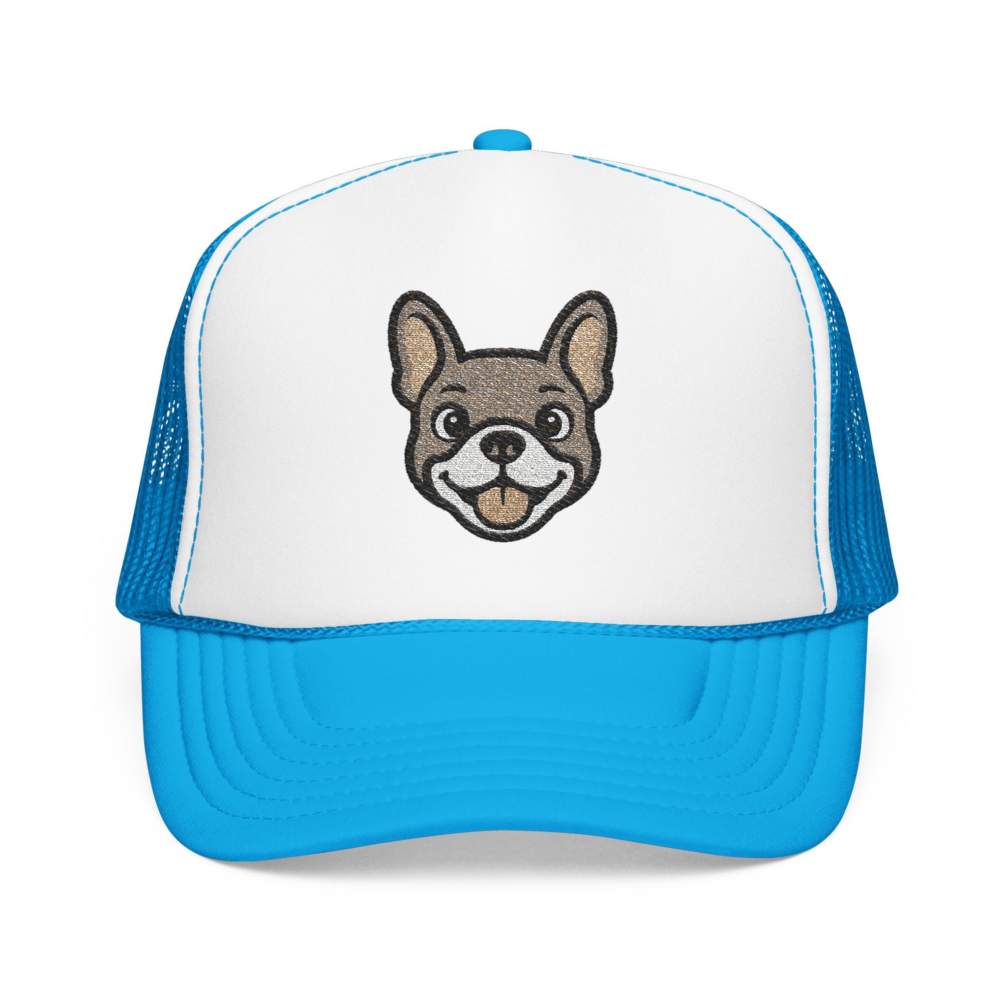 Embroidered French Bulldog Dog Face Foam Trucker Hat