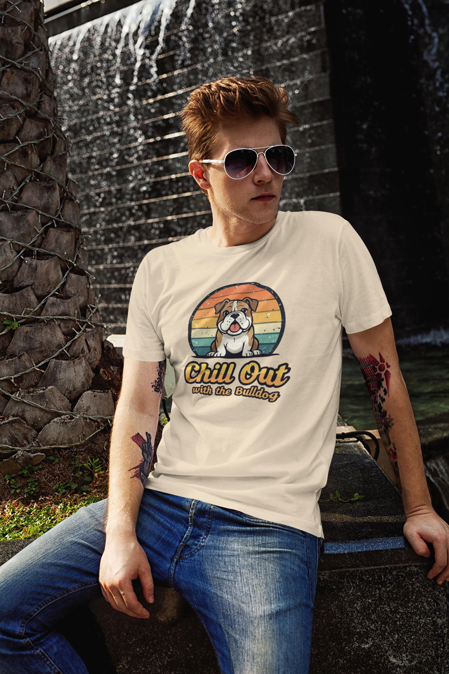 Chill Out Bulldog Tee - Unisex Jersey Short Sleeve Shirt