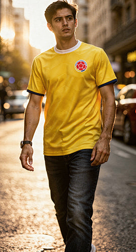 Colombia Yellow Soccer Jersey Tee — Custom Jersey