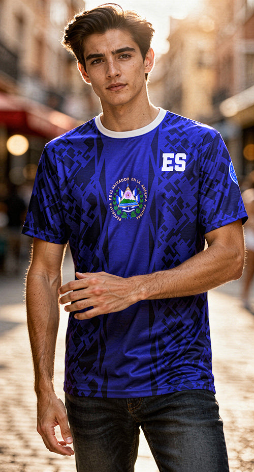 El Salvador Soccer Jersey Tee Dark Blue – Custom Jersey