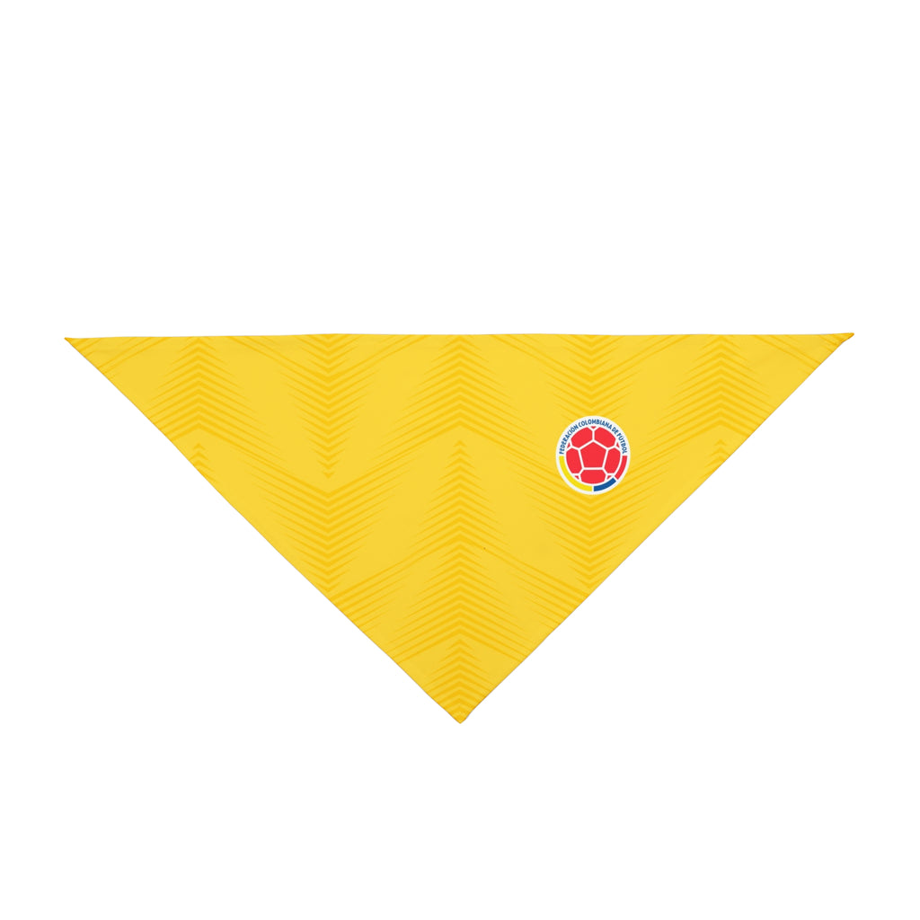 Colombia Soccer Pet Bandana — Yellow Dog/Cat Scarf with Football Emblem