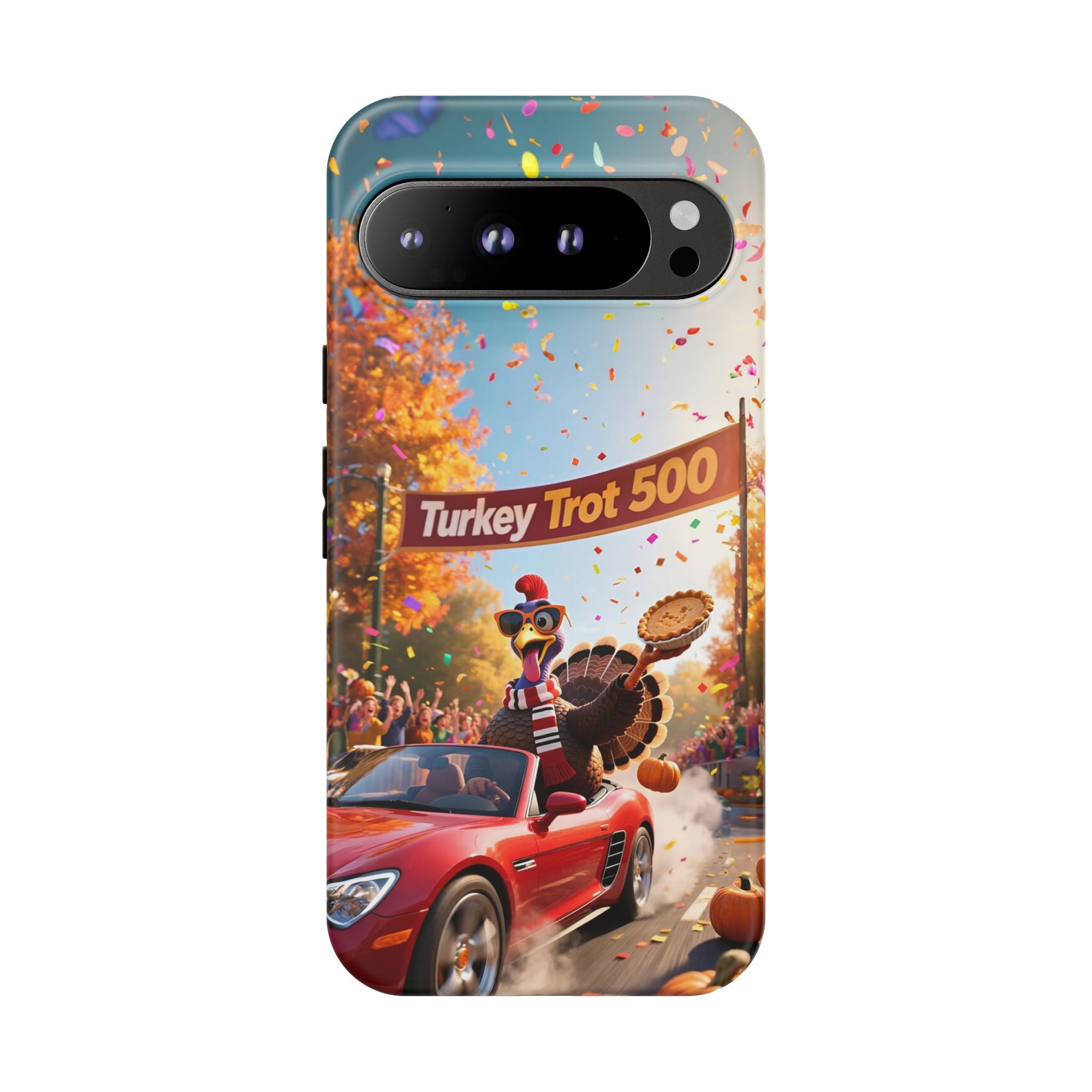 Turkey Trot 500 Phone Case – Festive Thanksgiving Racing Turkey Design